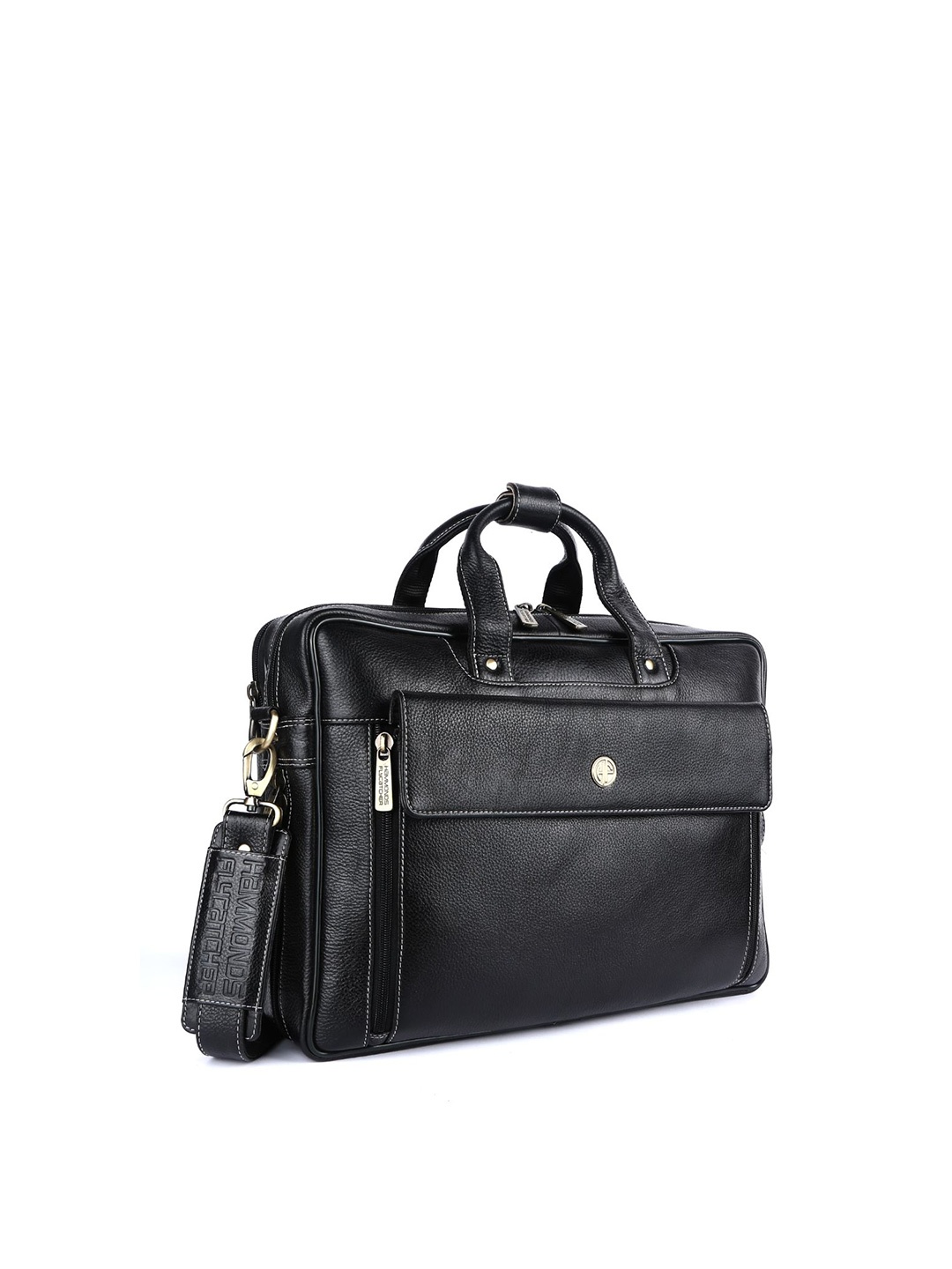 

HAMMONDS FLYCATCHER Men Black Leather Laptop Bag