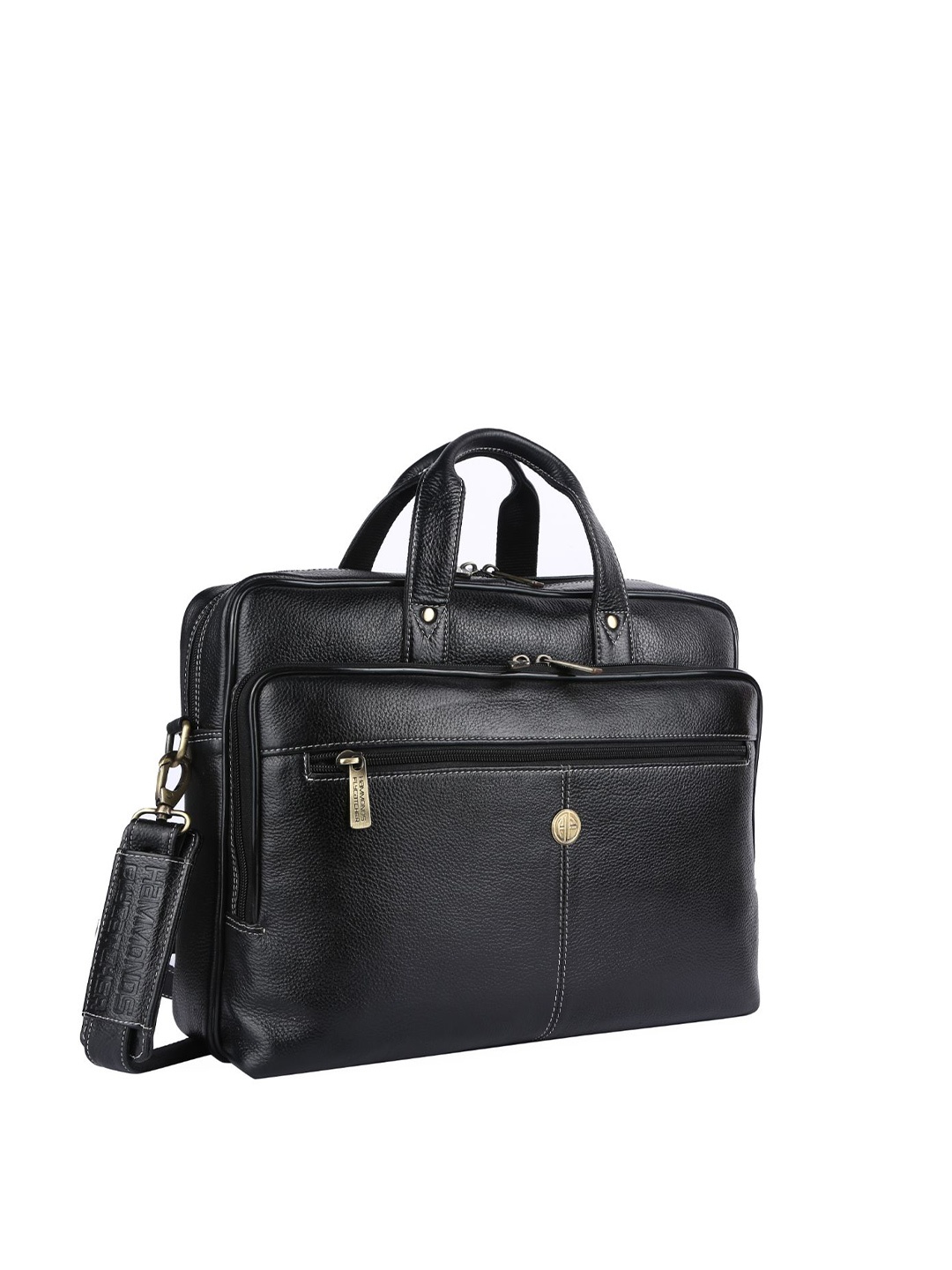 

HAMMONDS FLYCATCHER Men Black Leather Laptop Bag