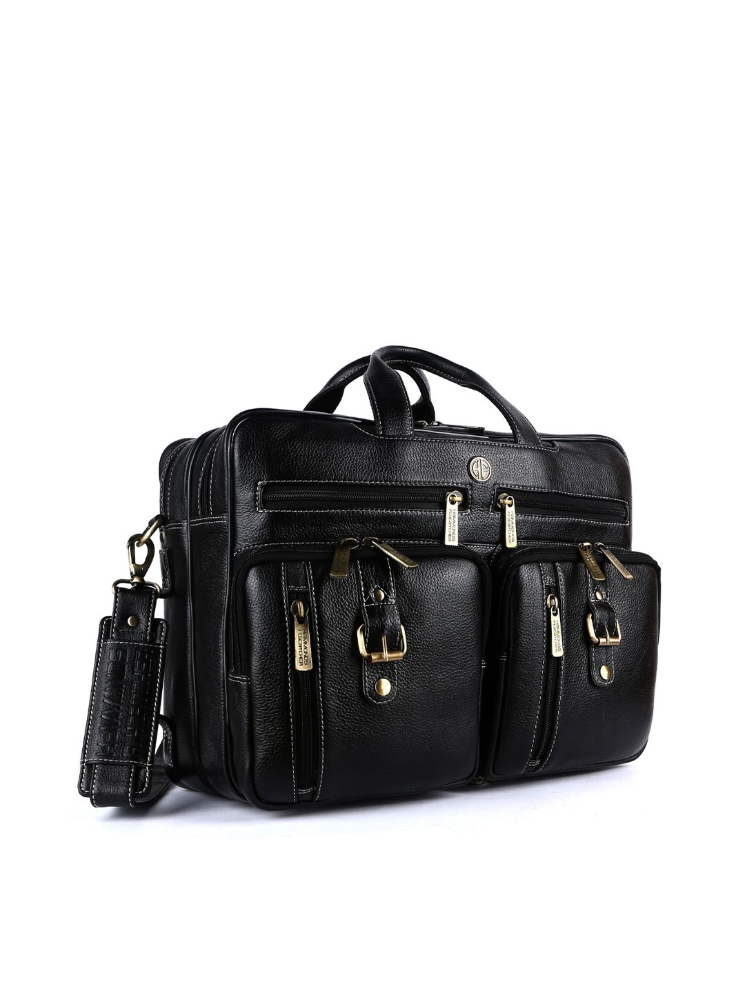 

HAMMONDS FLYCATCHER Men Black Leather Laptop Bag