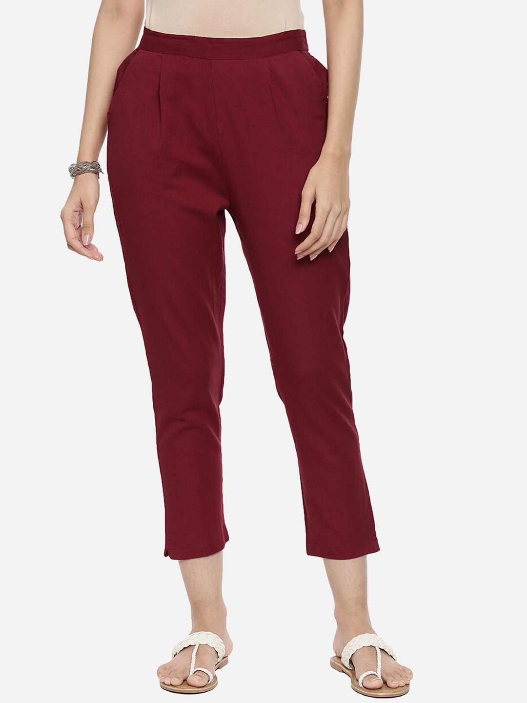 

R&B Women Maroon Relaxed Trousers