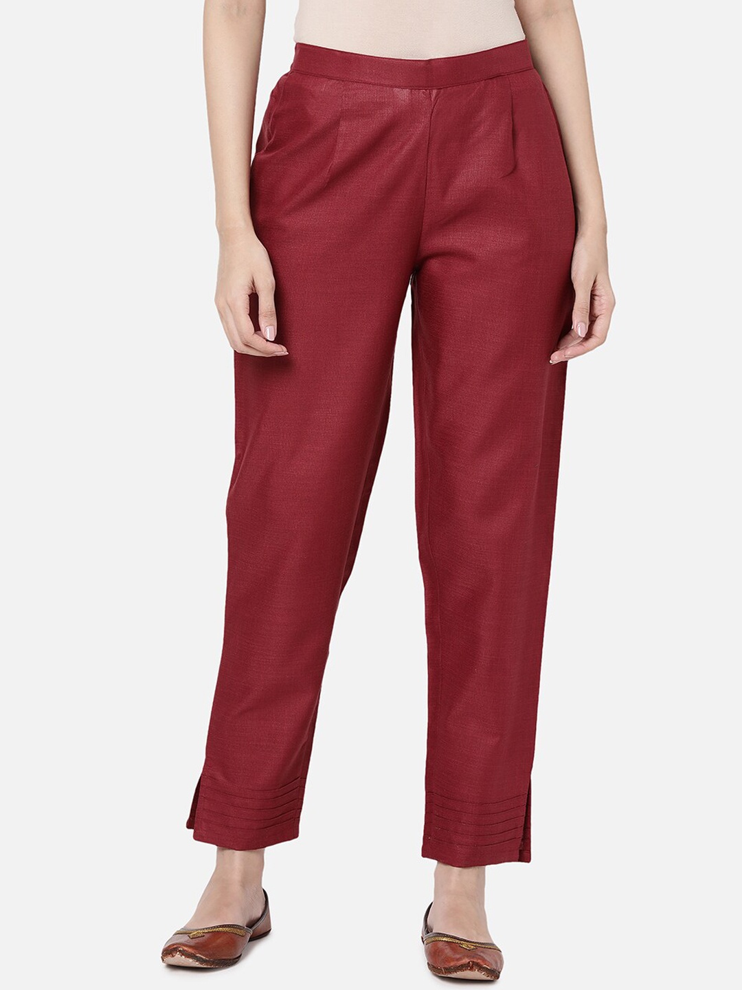 

R&B Women Maroon Relaxed Trousers