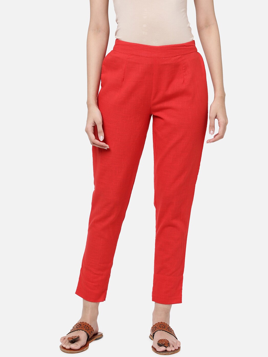 

R&B Women Orange Printed Relaxed Culottes Trousers