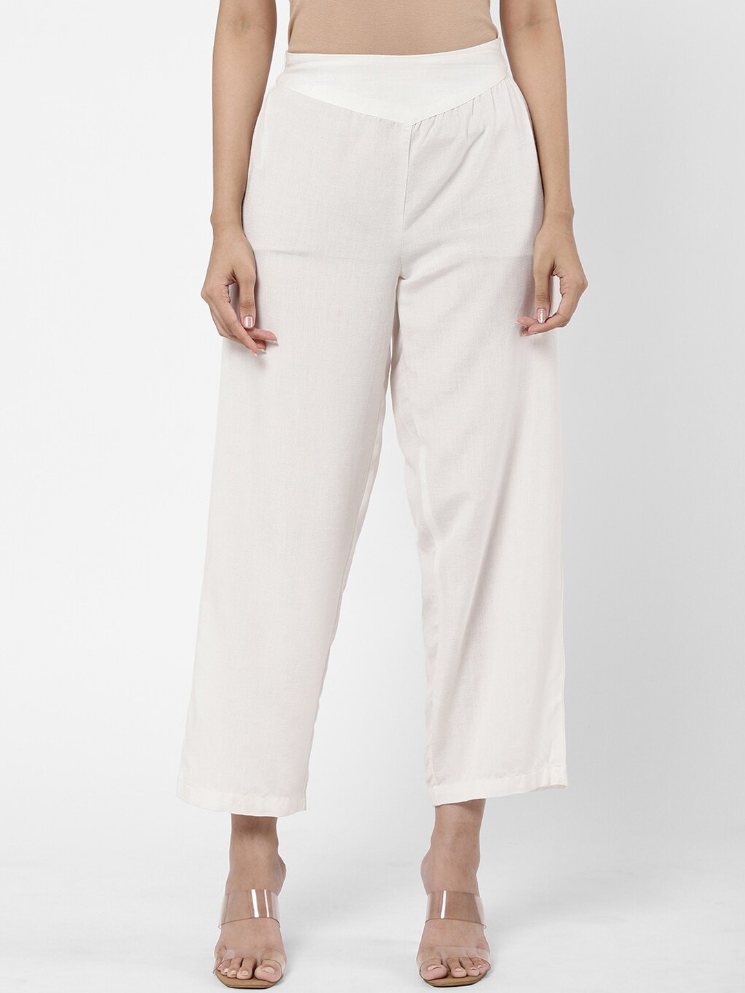 

R&B Women White Relaxed Loose Fit Trousers