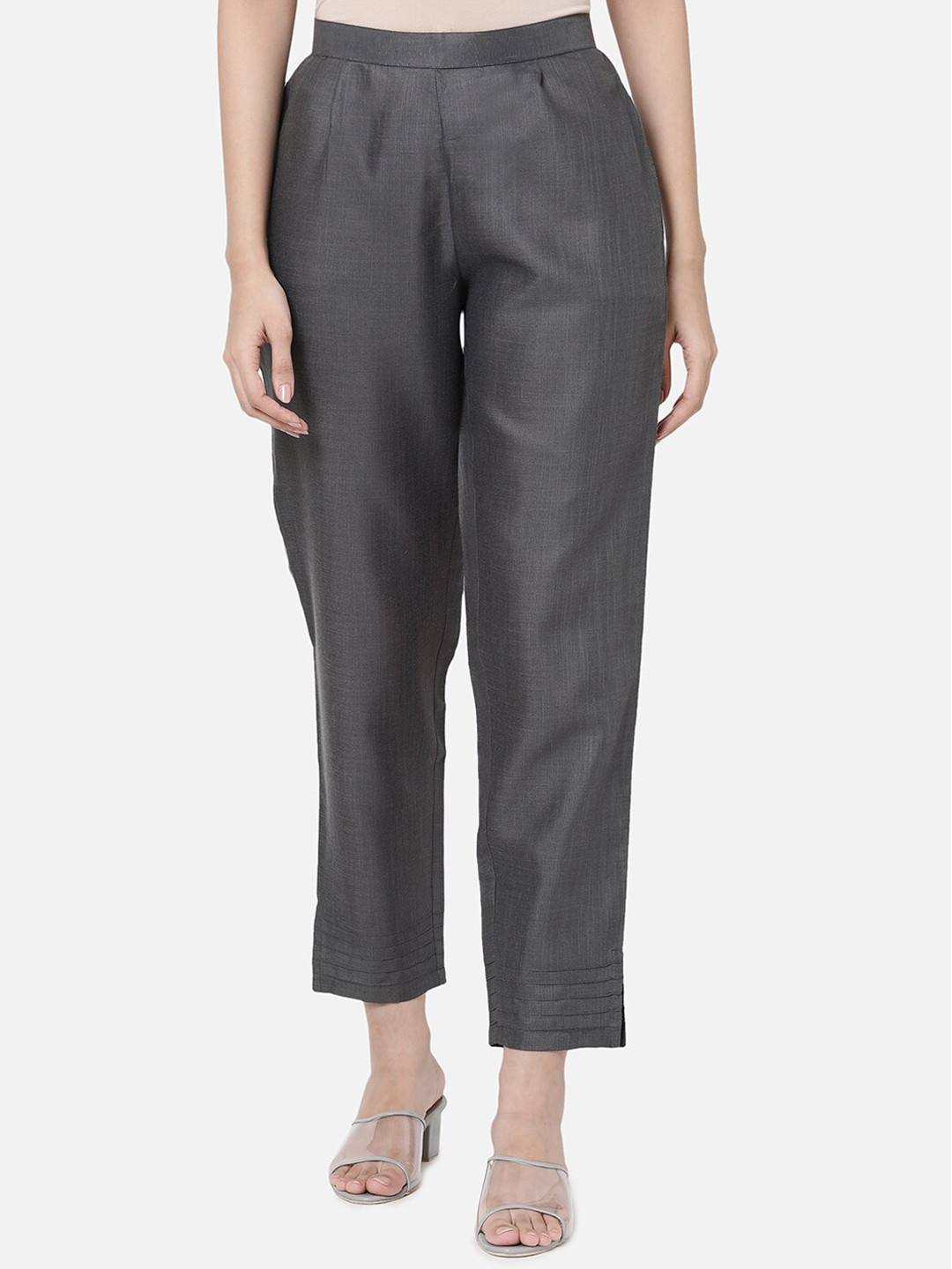 

R&B Women Grey Relaxed Pleated Culottes Trousers