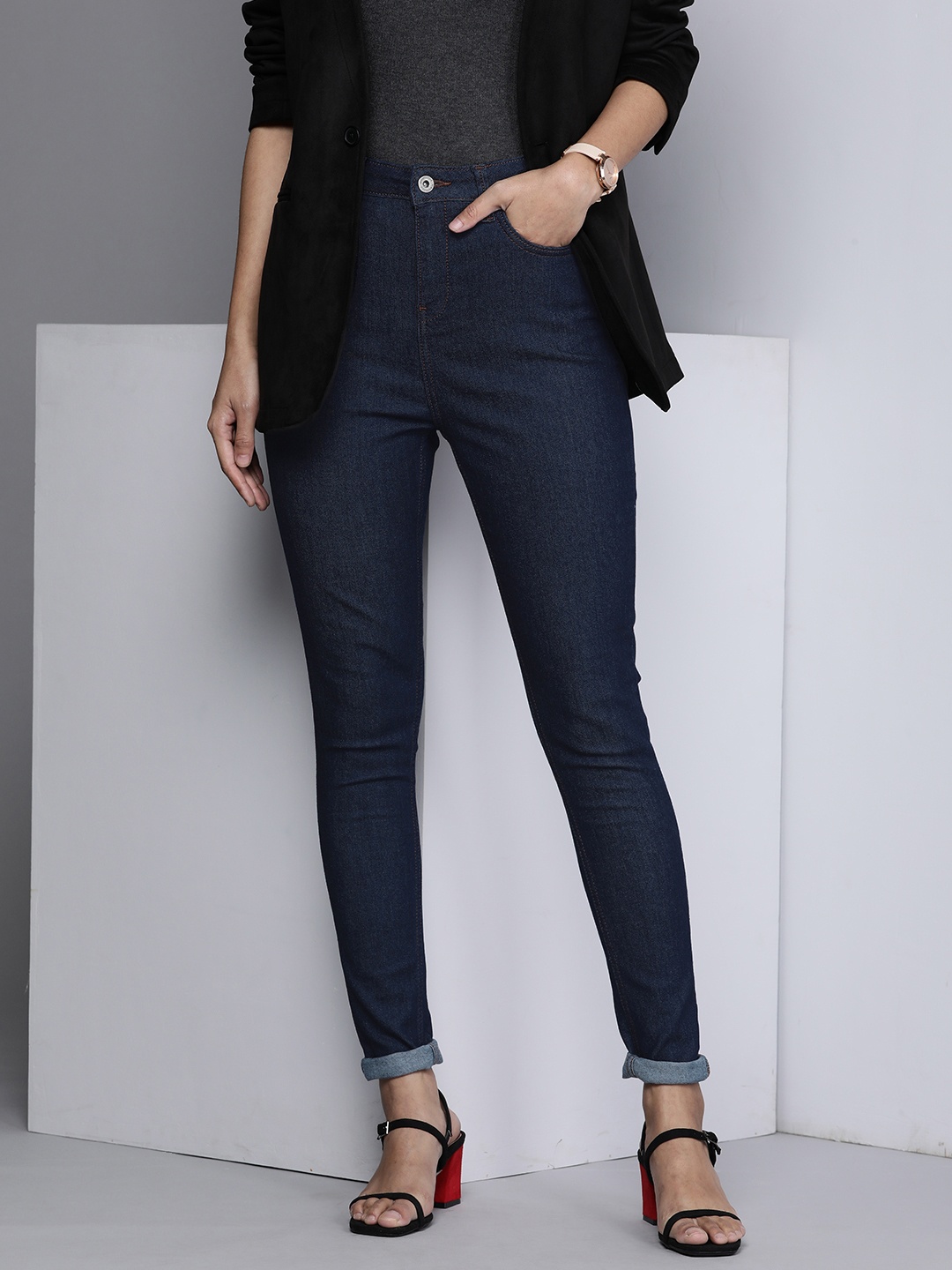 

Kenneth Cole Rush Women Navy Blue Skinny Fit High-Rise Stretchable Denim Jeans