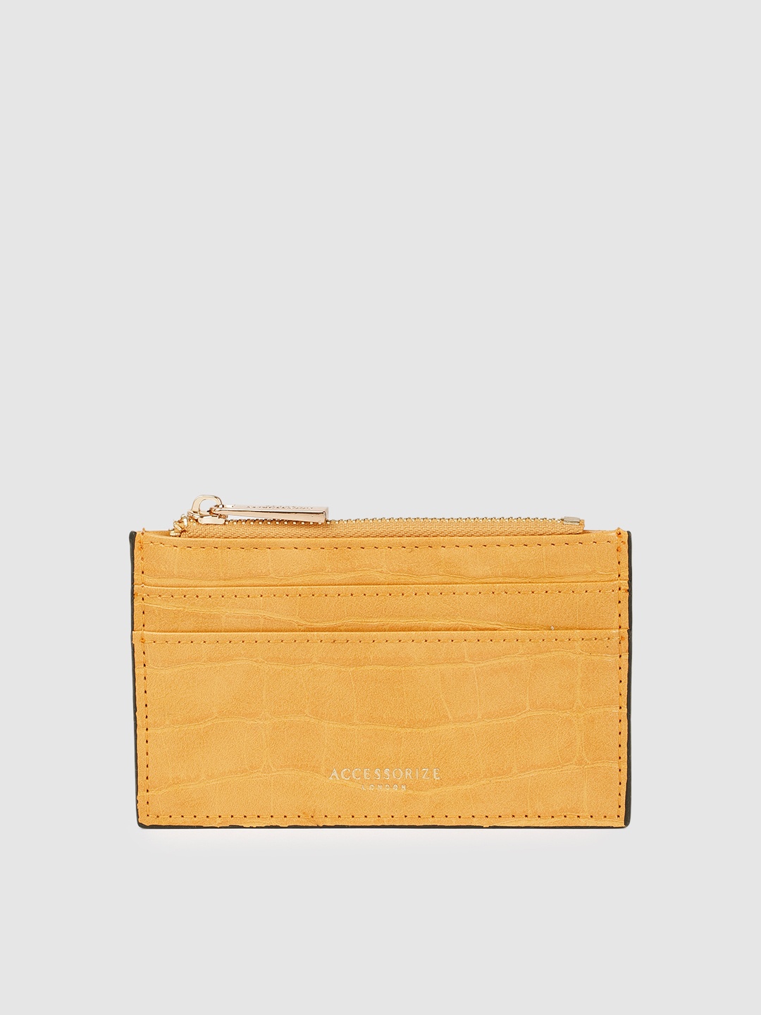

Accessorize Women Yellow Textured Card Holder
