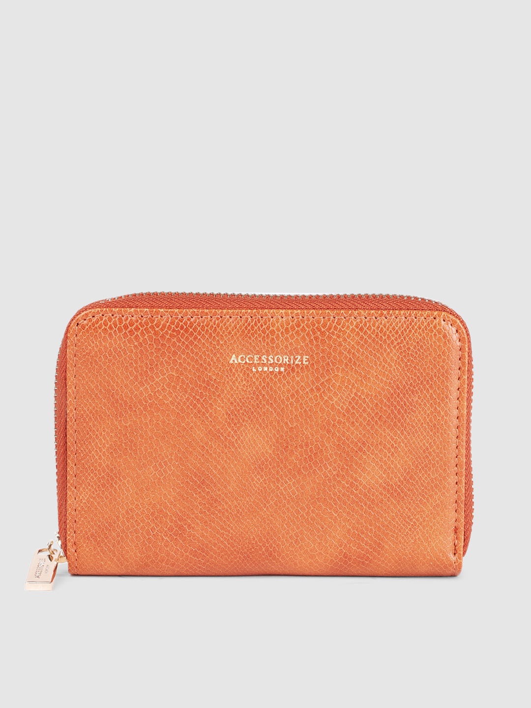 

Accessorize Women Orange Faux Leather Orange Mid Sized Zip Around Wallet
