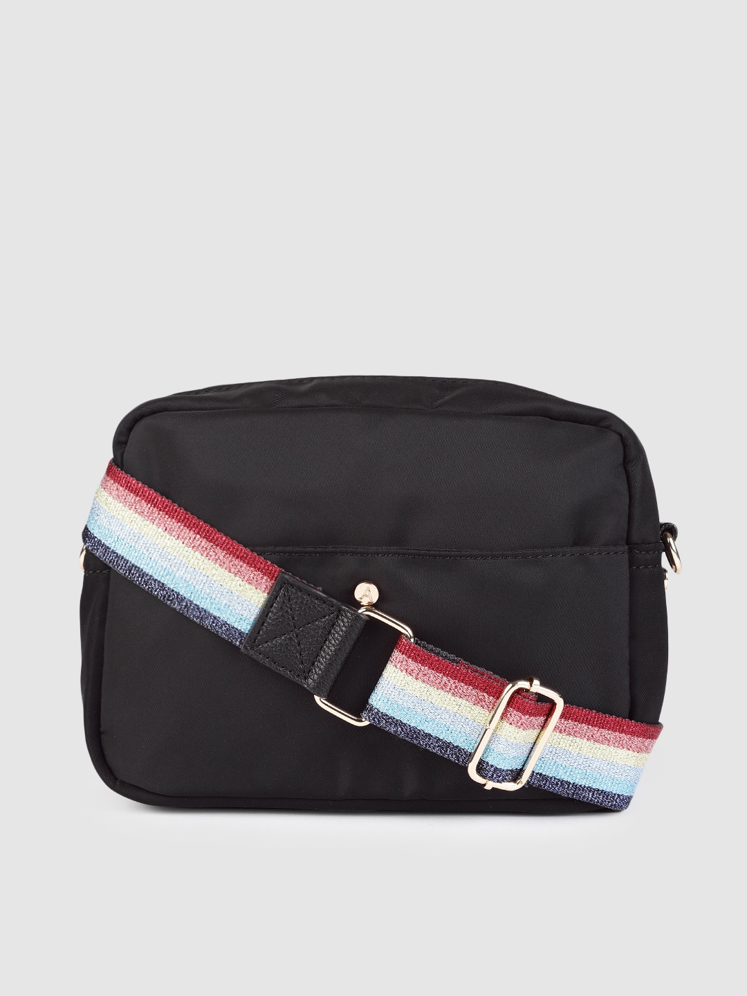 

Accessorize London Women Faux Leather Rainbow Strap Sling Bag, Black