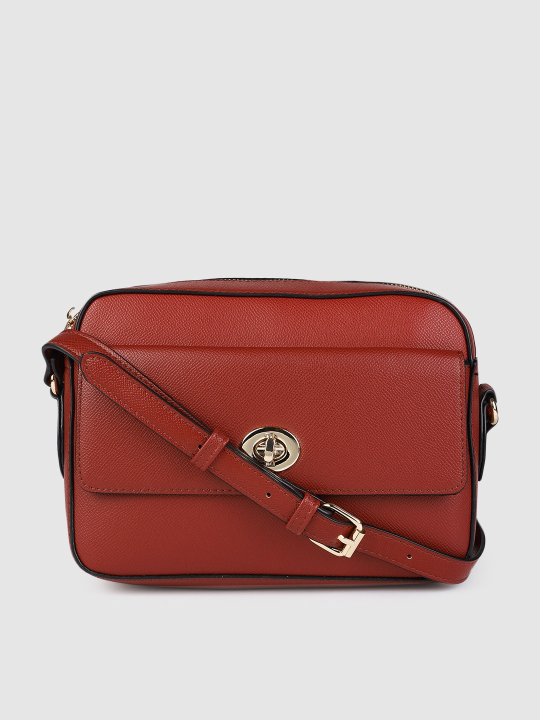 

Accessorize London Women Faux Leather Tyler Twistlock Sling Bag, Maroon
