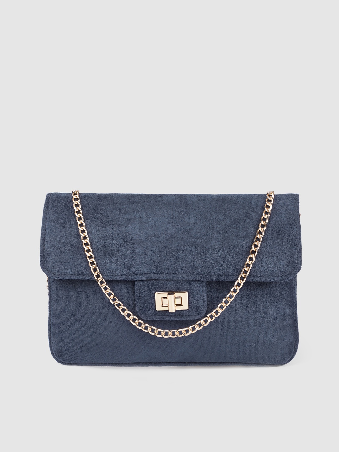 

Accessorize Women Blue Solid Foldover Clutch, Navy blue