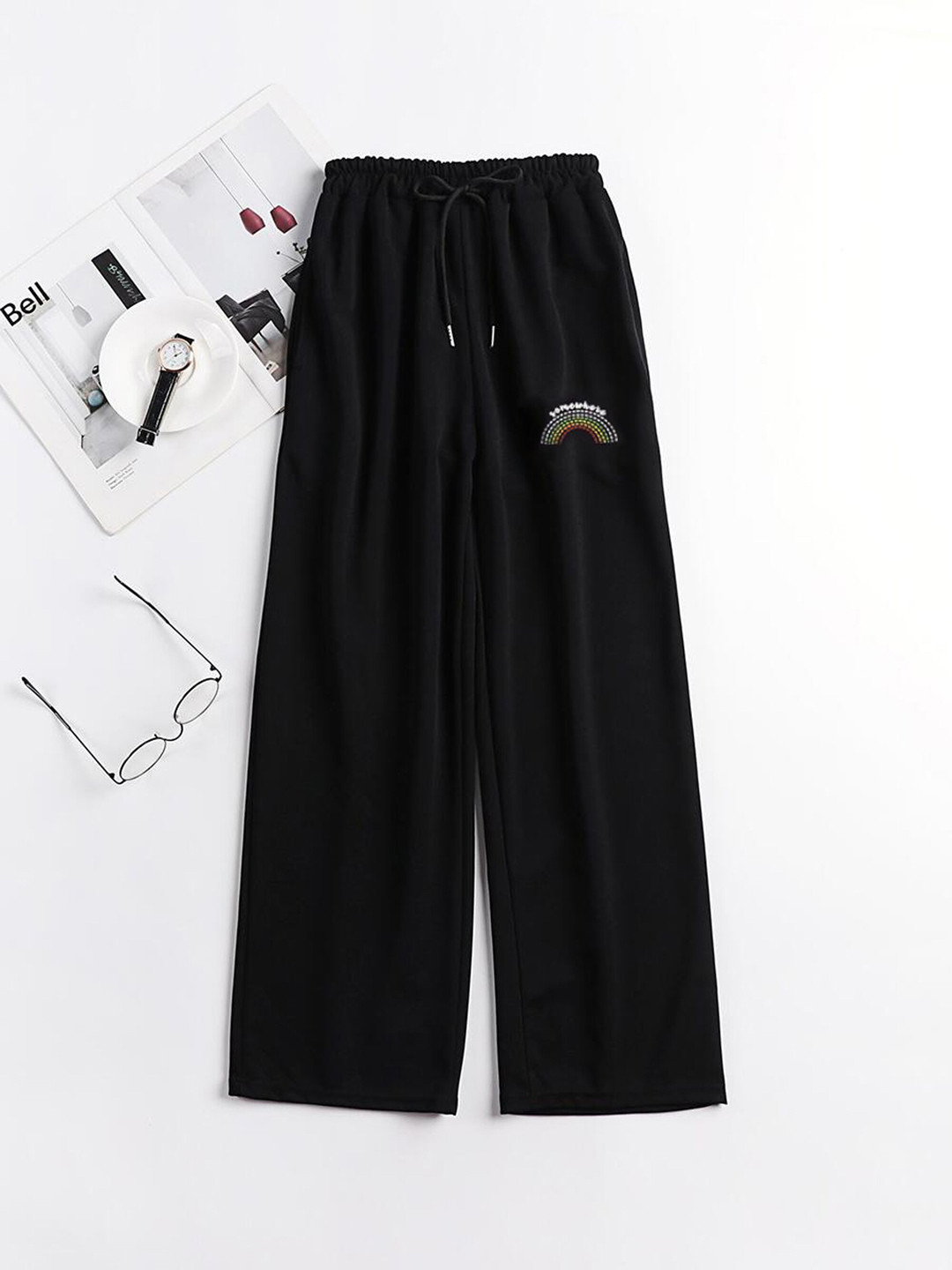 

URBANIC Women Black High-Rise Trousers