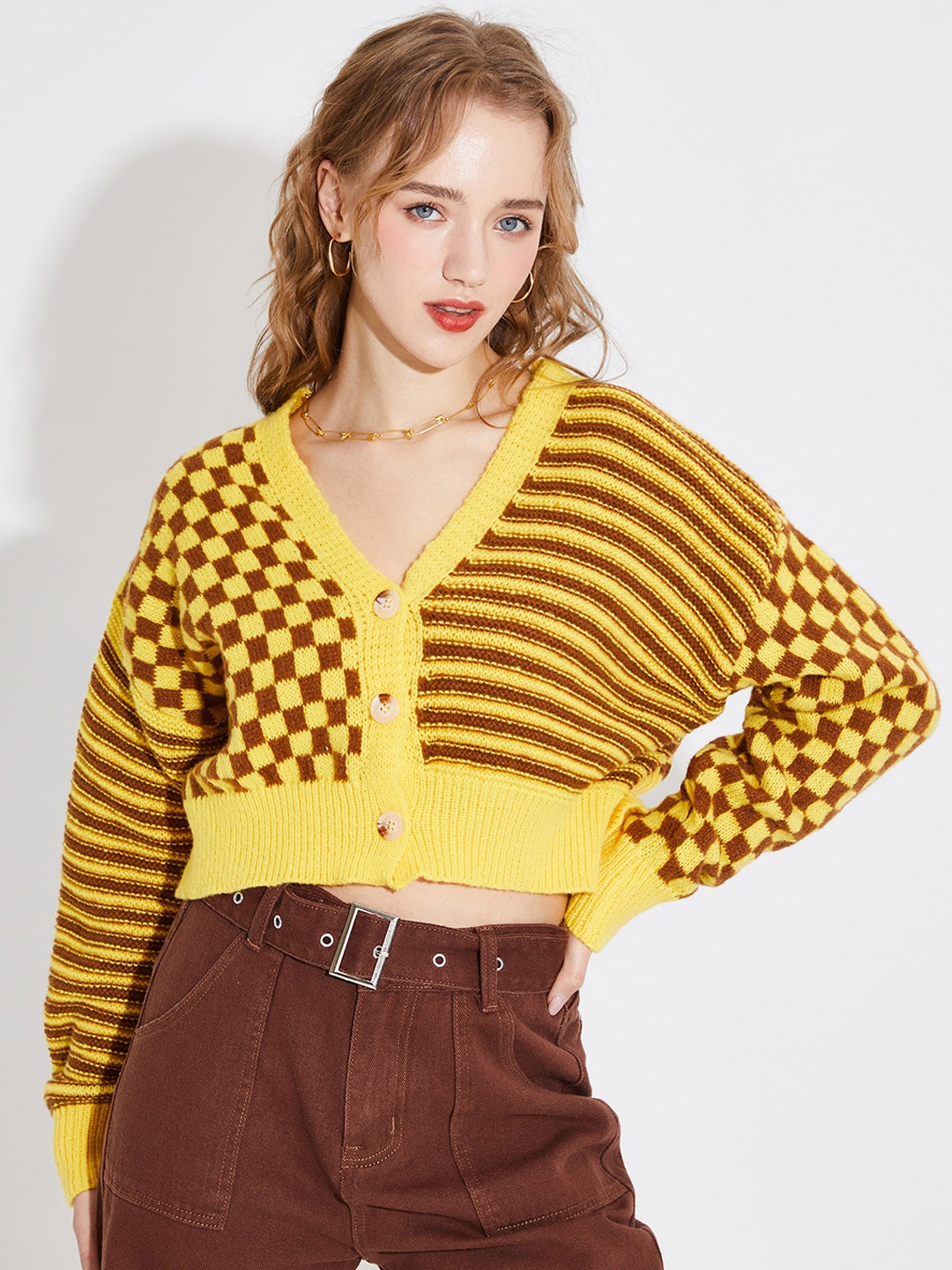 

URBANIC Women Yellow Self Design Coats