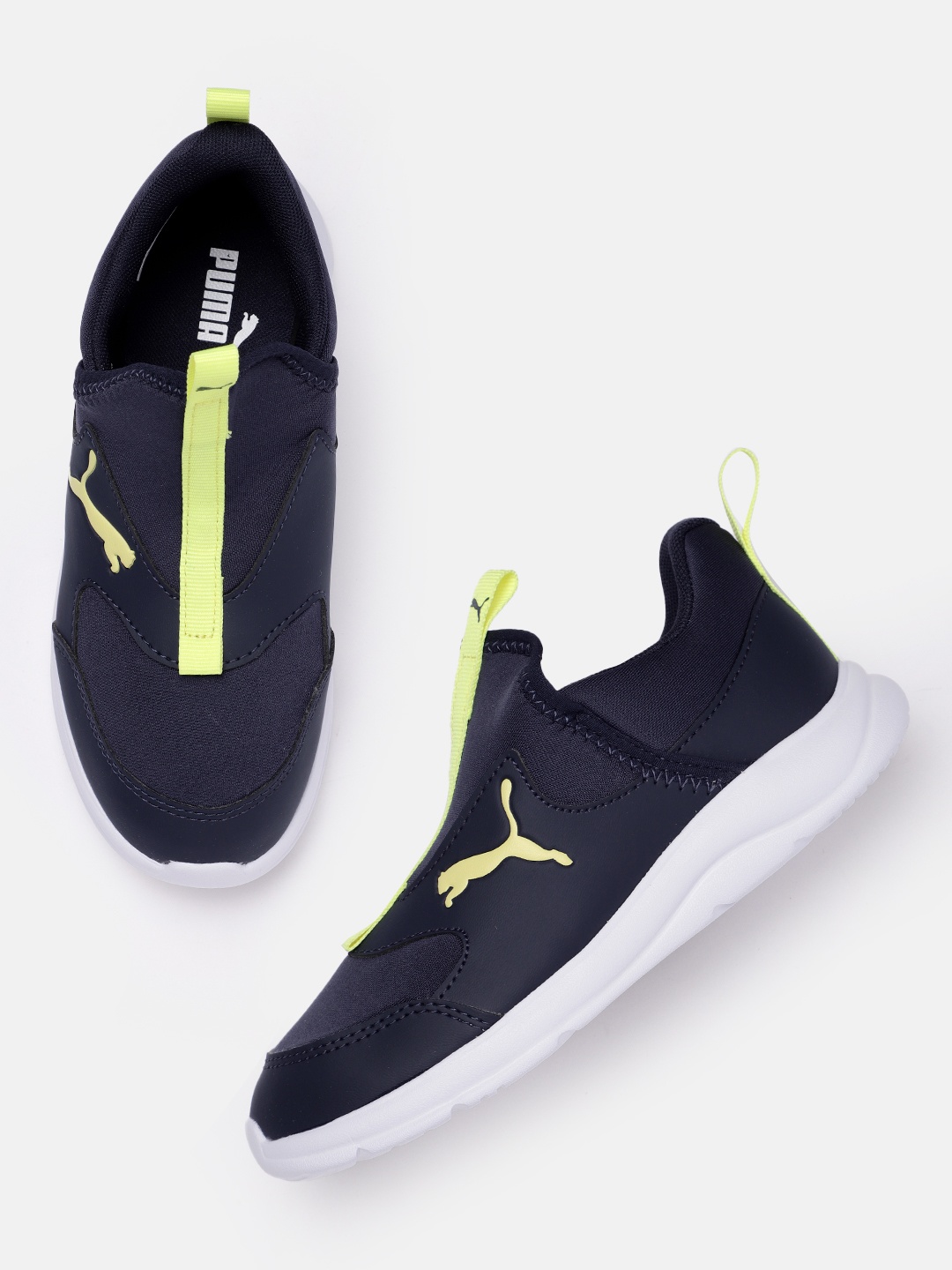 

PUMA Kids Navy Blue Solid Slip-On Sneakers