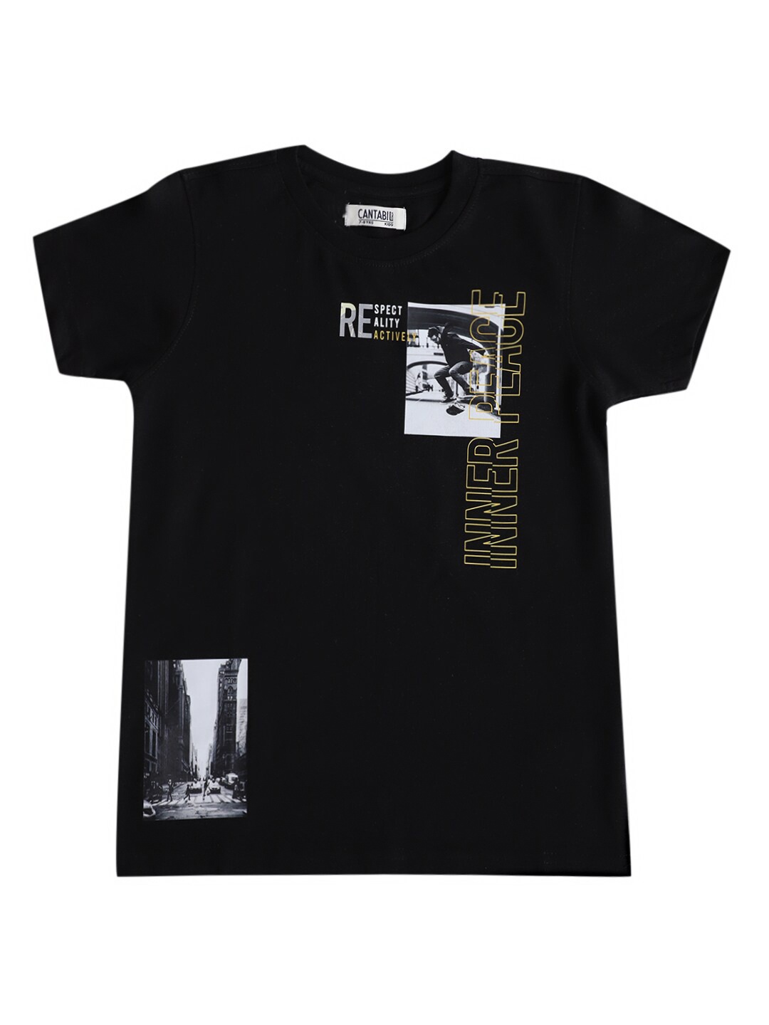 

Cantabil Boys Black & xiketic Typography Printed T-shirt