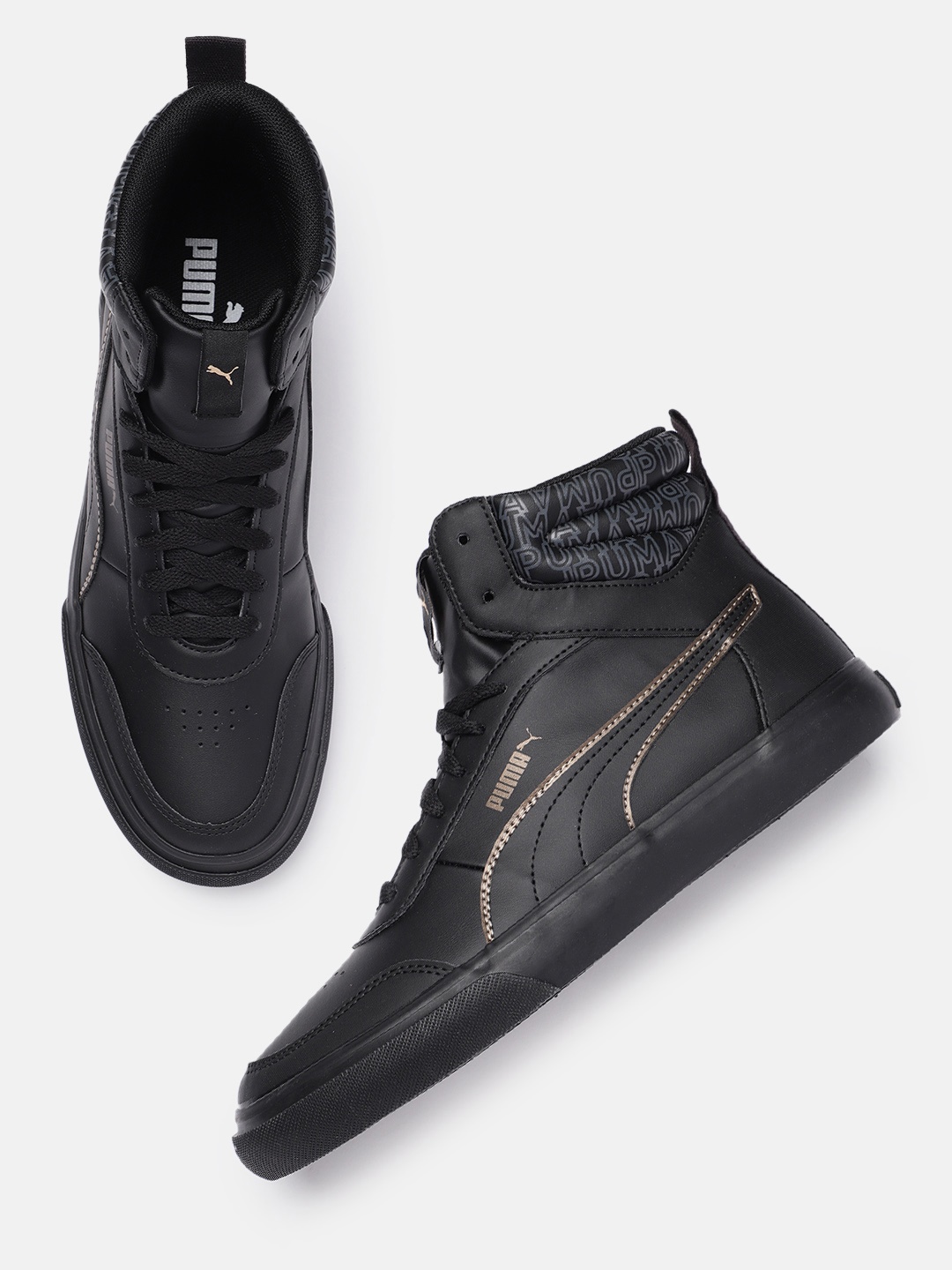

Puma Men Perforations Rock Mid-Top Sneakers, Black