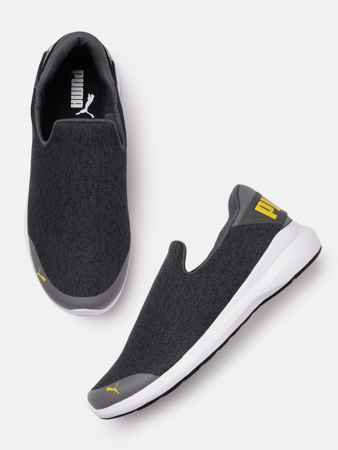 

Puma Men Charcoal Grey Stride Evo v1 Slip-On Sneakers