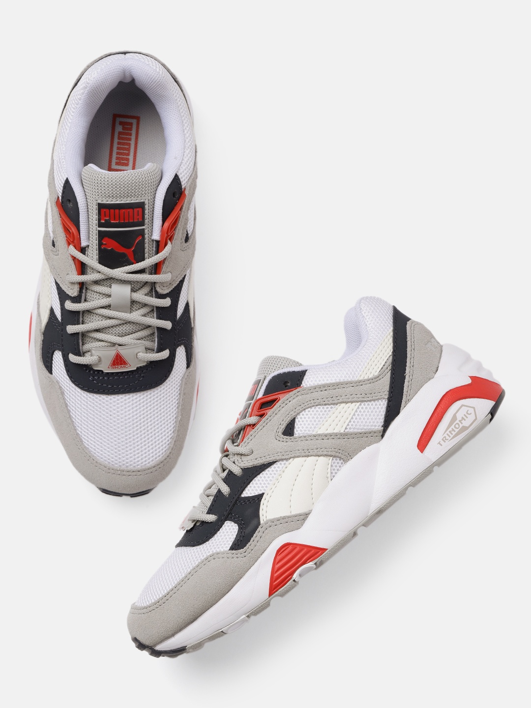 

Puma Unisex Grey Colourblocked Regular R698 Classic Sneakers, White