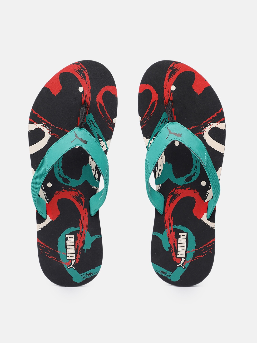 

Puma Unisex Black & Blue Conversational Print Venice Thong Flip-Flops