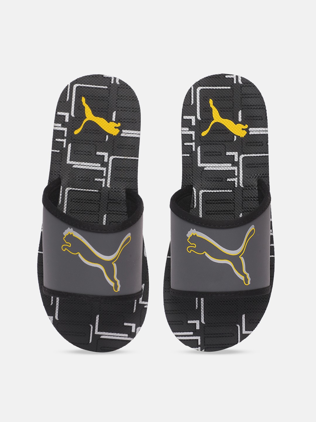 

Puma Unisex Black & Grey Printed Sliders