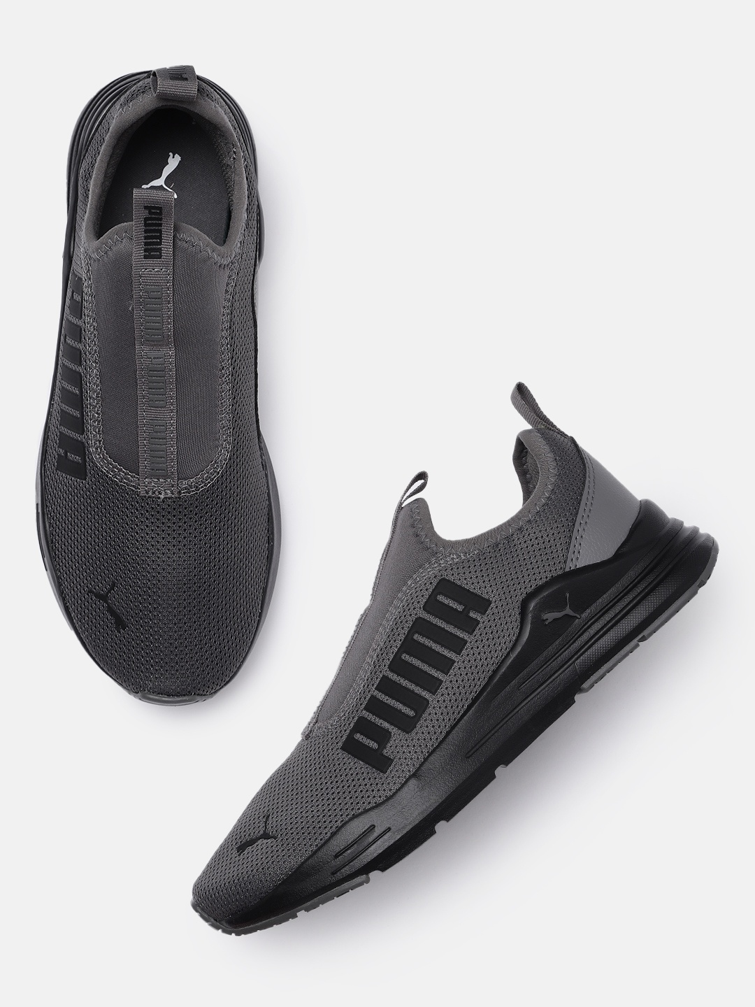 

Puma Unisex Grey Wired Rapid Brand Logo Print Slip-On Sneakers