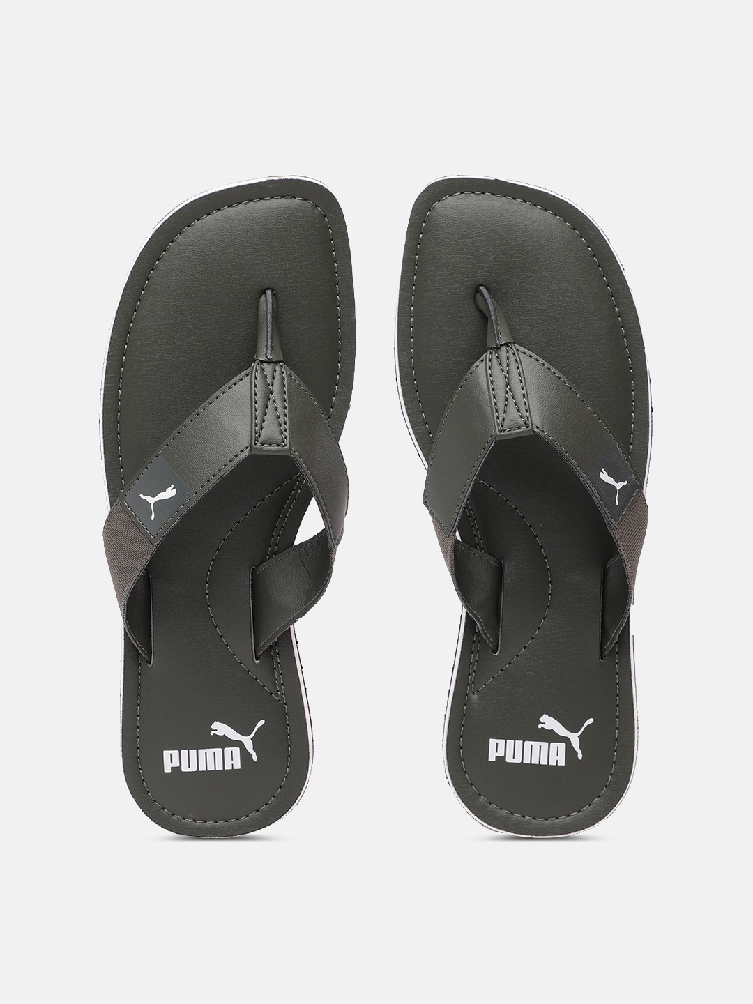 

Puma Men Olive Green Solid Thong Flip-Flops