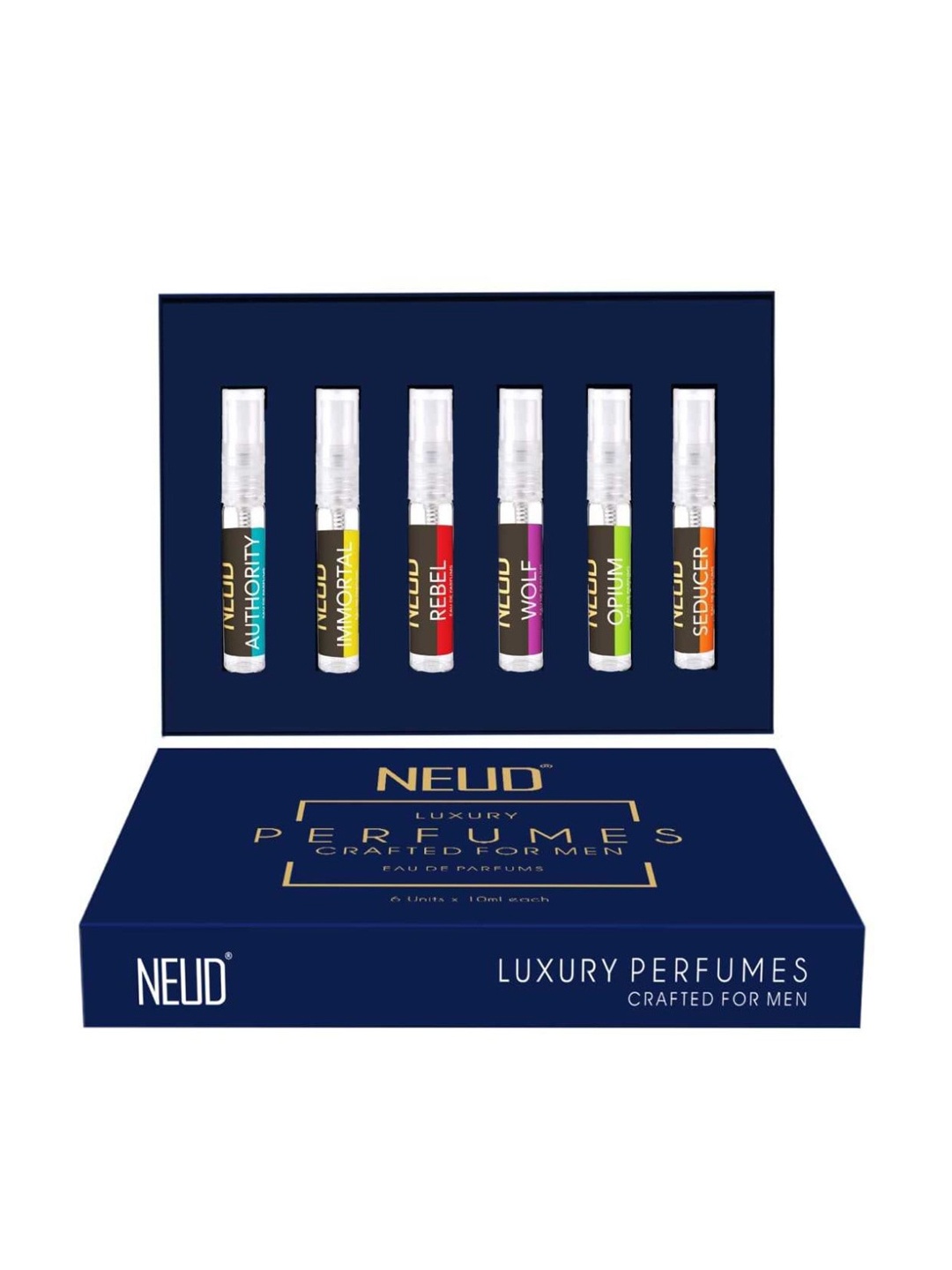 

NEUD Men Set of 6 Luxury Long Lasting Eau De Parfum - 10 ml each, Blue