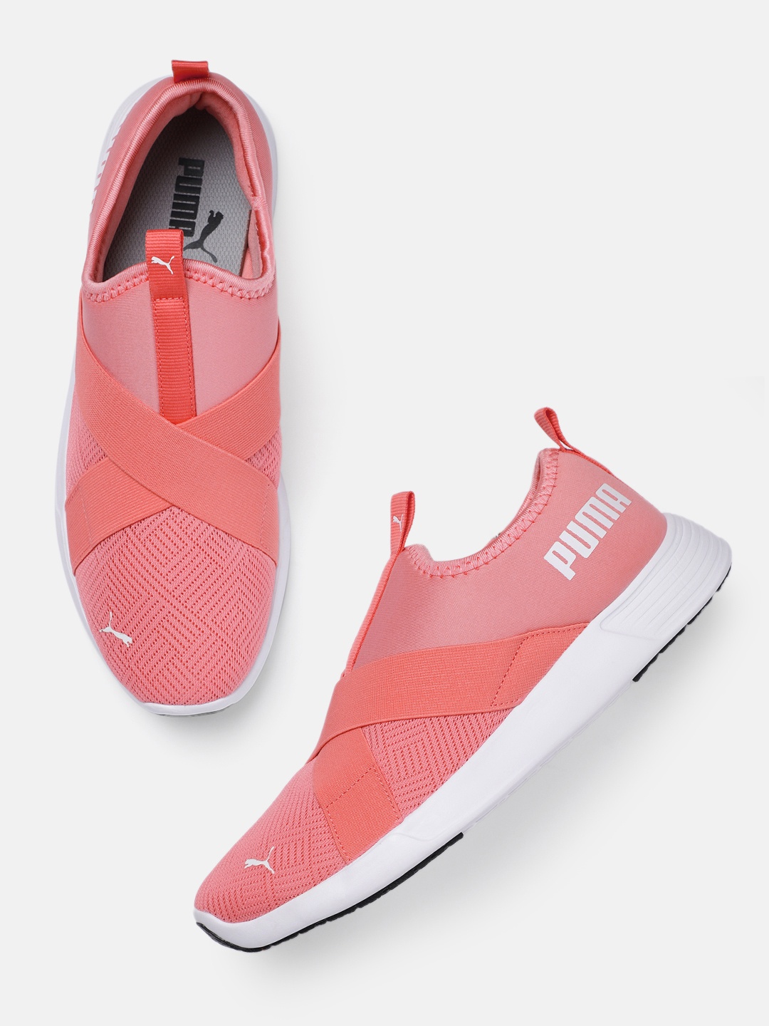 

Puma Women Peach-Coloured Textured Slip-On Sneakers