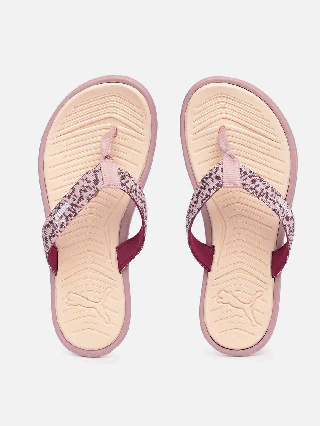 

Puma Women Dusty Pink & Beige Printed Thong Flip-Flops