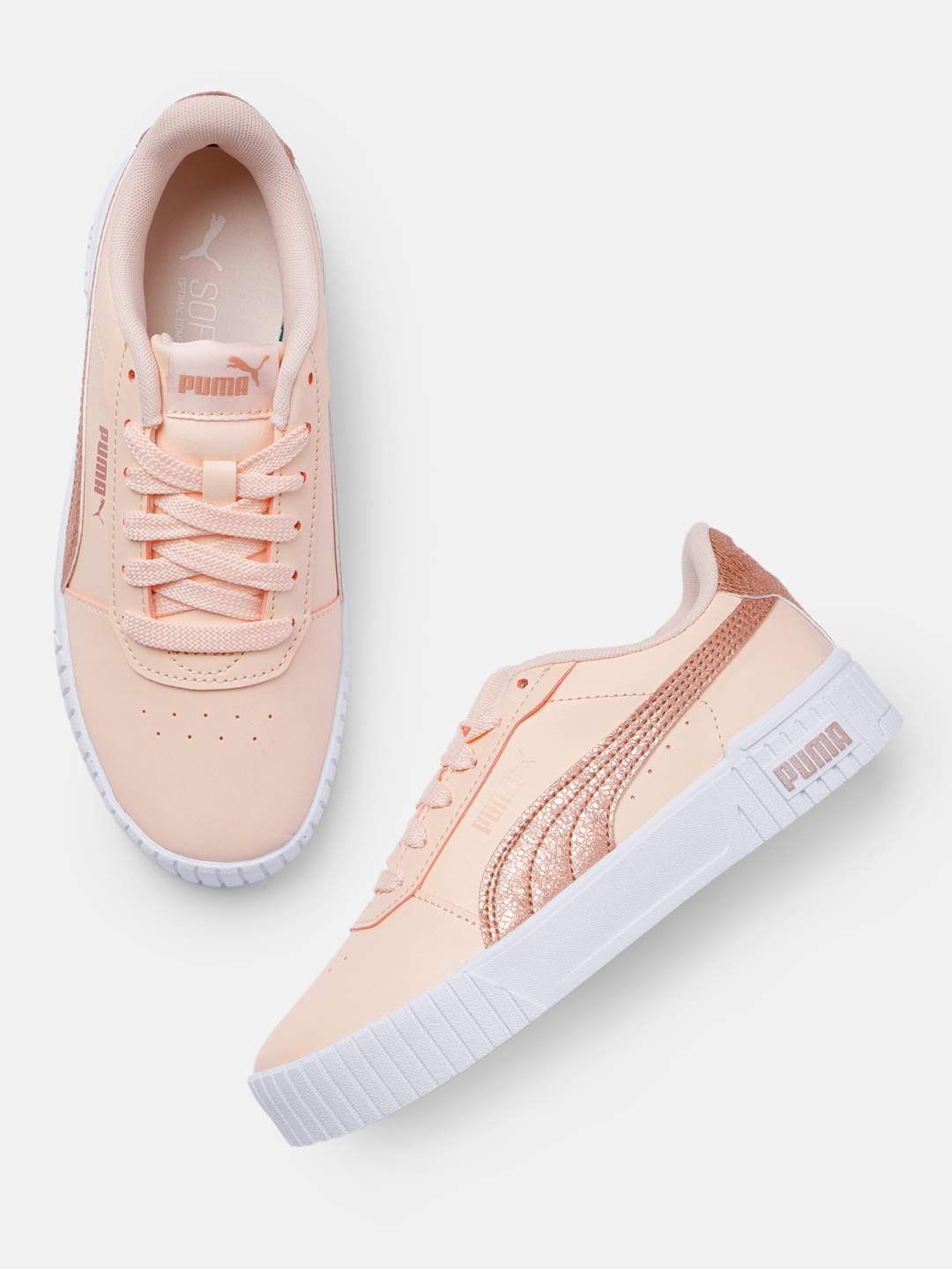 

Puma Women Pink Carina 2.0 Distressed SoftFoam Sneakers