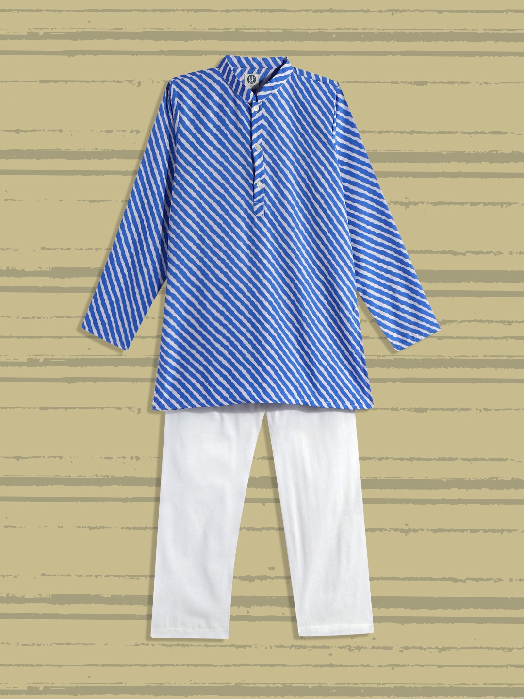 

YK Boys Blue & White Striped Kurta with Pyjamas