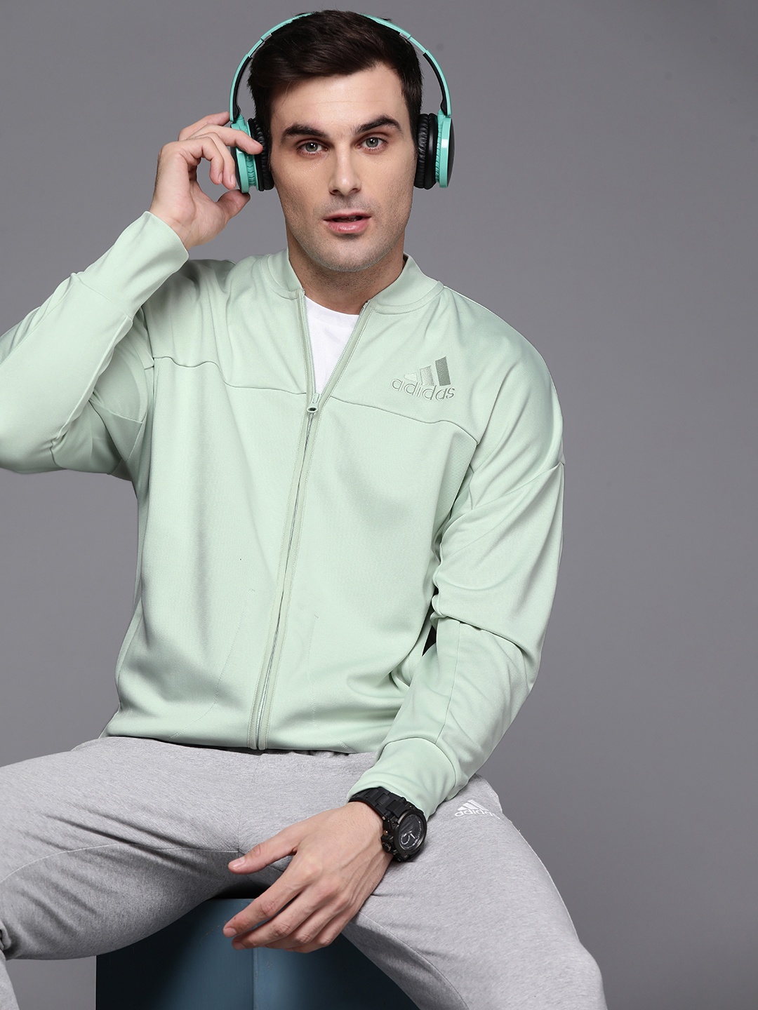 

ADIDAS Brand Logo Embroidered Track Jacket, Green