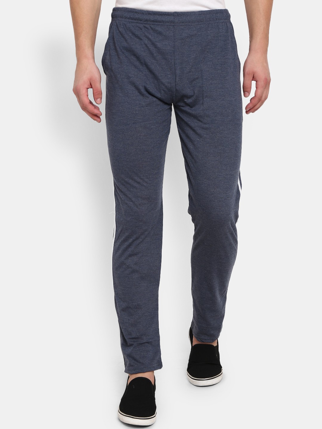 

V-Mart Men Grey & White Striped Cotton Track Pant