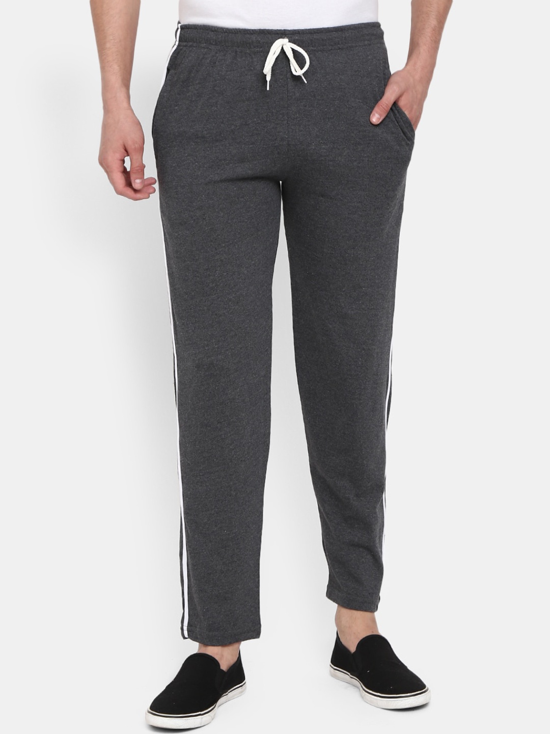 

V-Mart Men Grey Melange Solid Cotton Track Pants