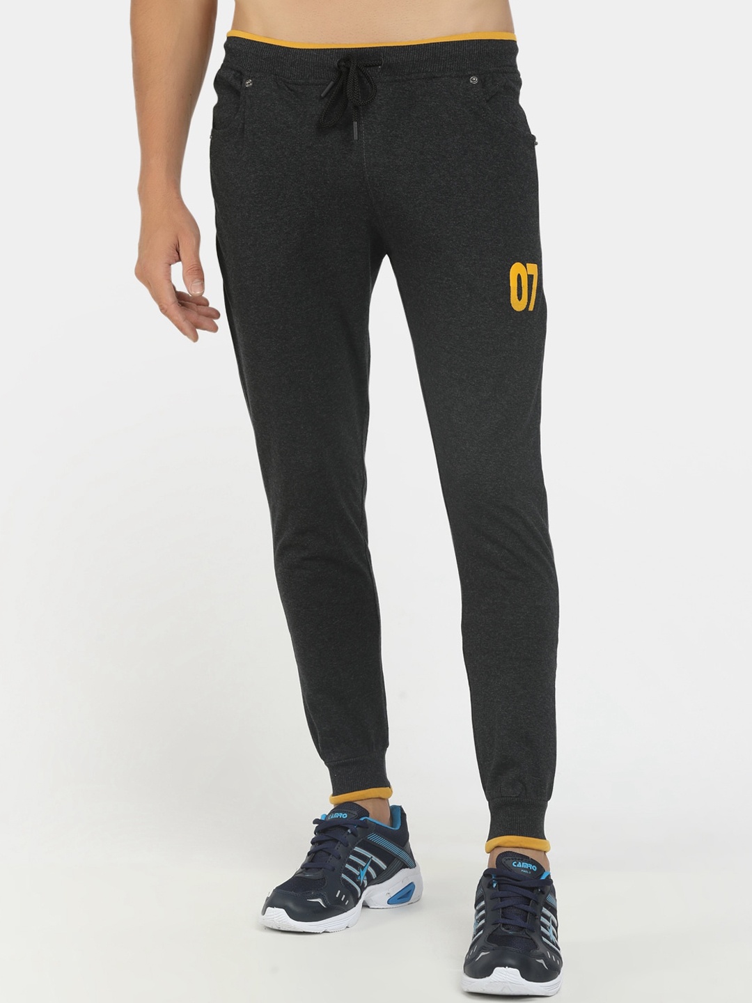 

V-Mart Men Charcoal Grey Solid Twill Regular Cotton Joggers