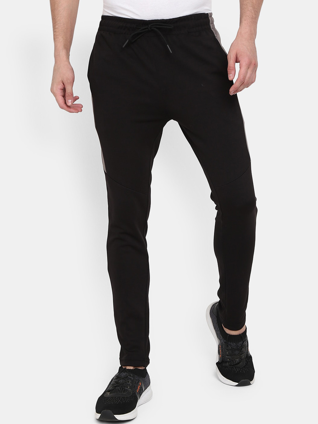 

V-Mart Men Black & Grey Striped Slim Fit Track Pants