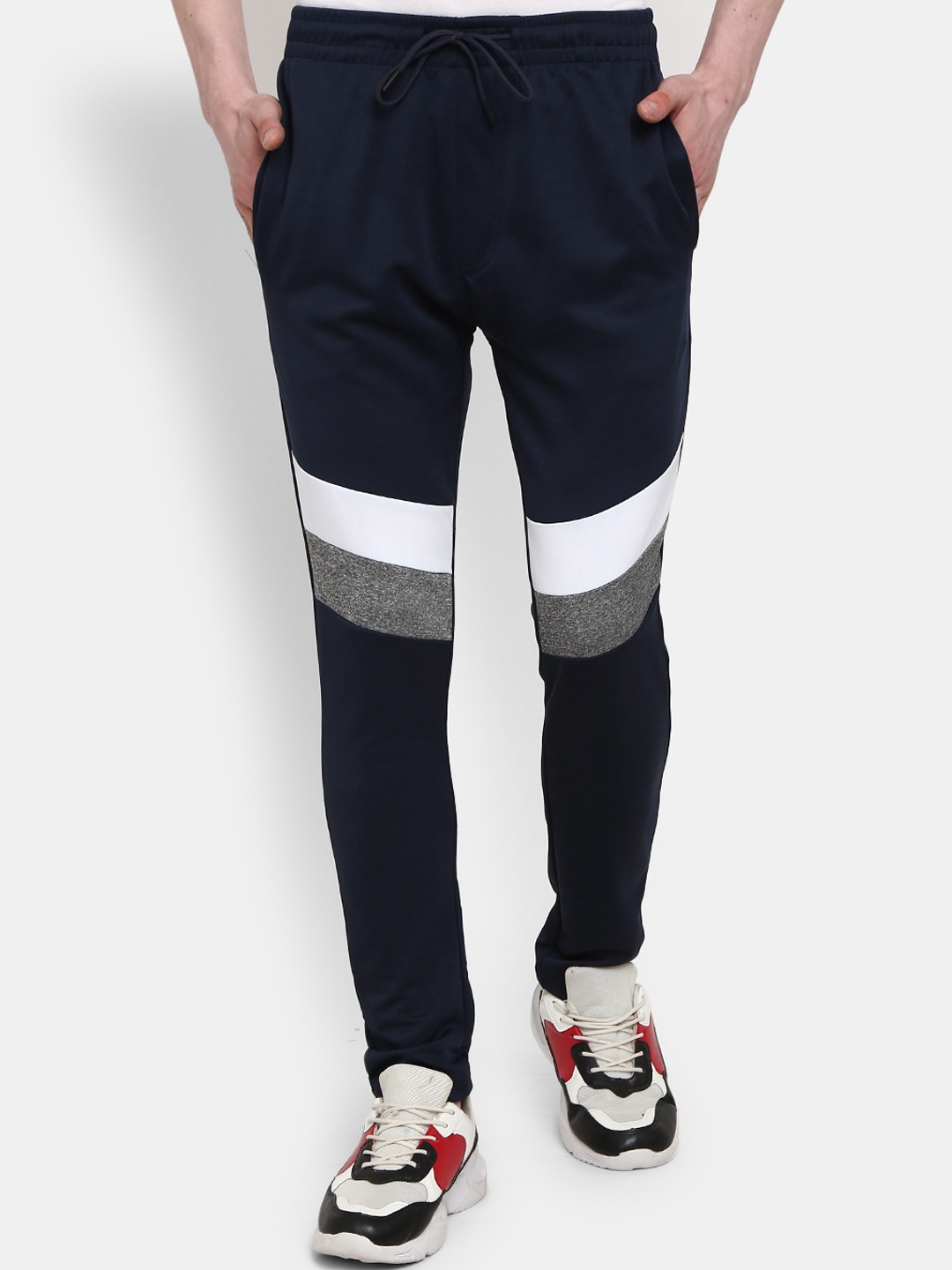 

V-Mart Men Navy Blue Printed Regular-Fit Track Pants