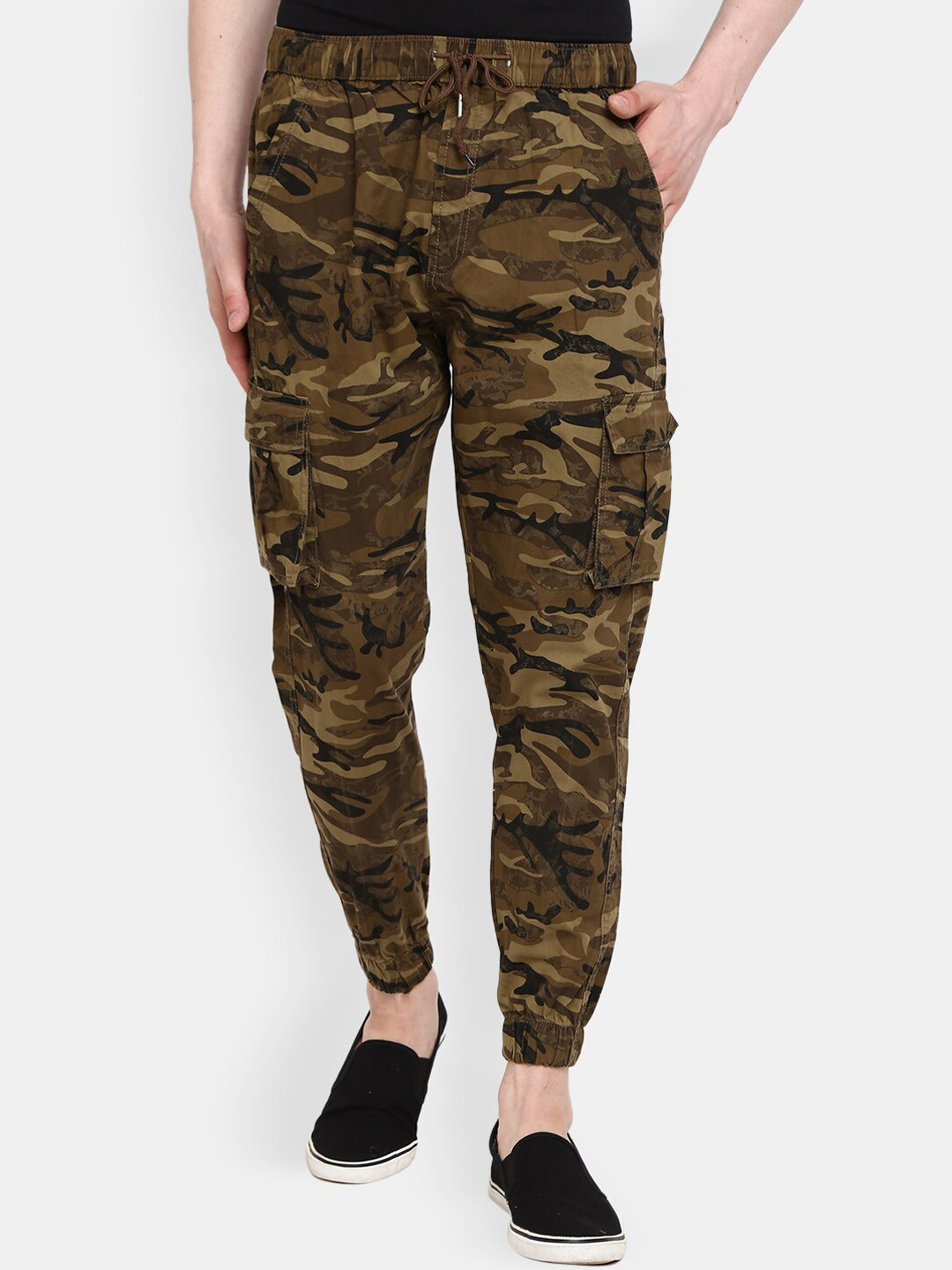 

V-Mart Men Khaki & Black Camouflage Printed Joggers