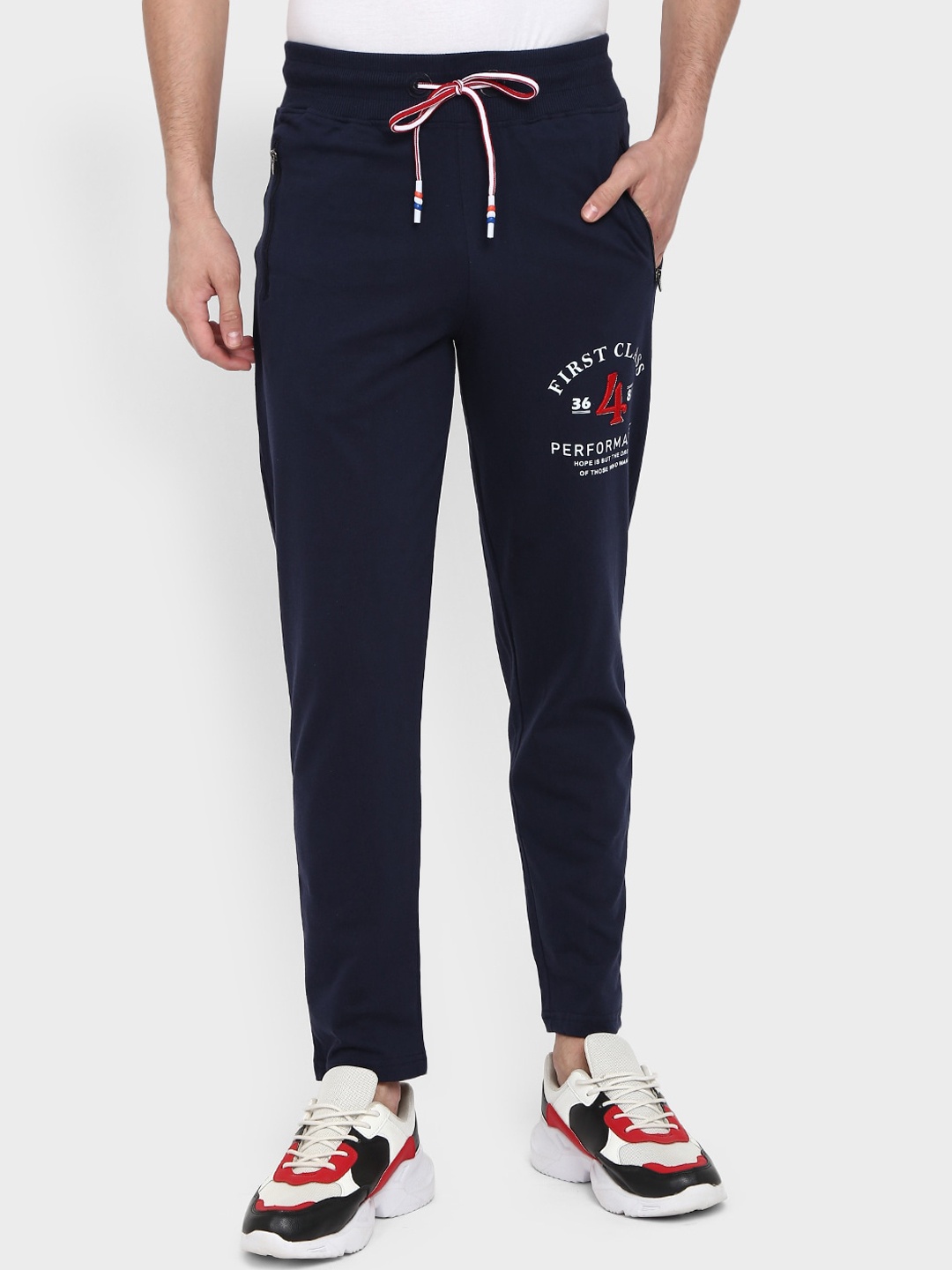 

V-Mart Men Navy Blue Solid Cotton Track Pants