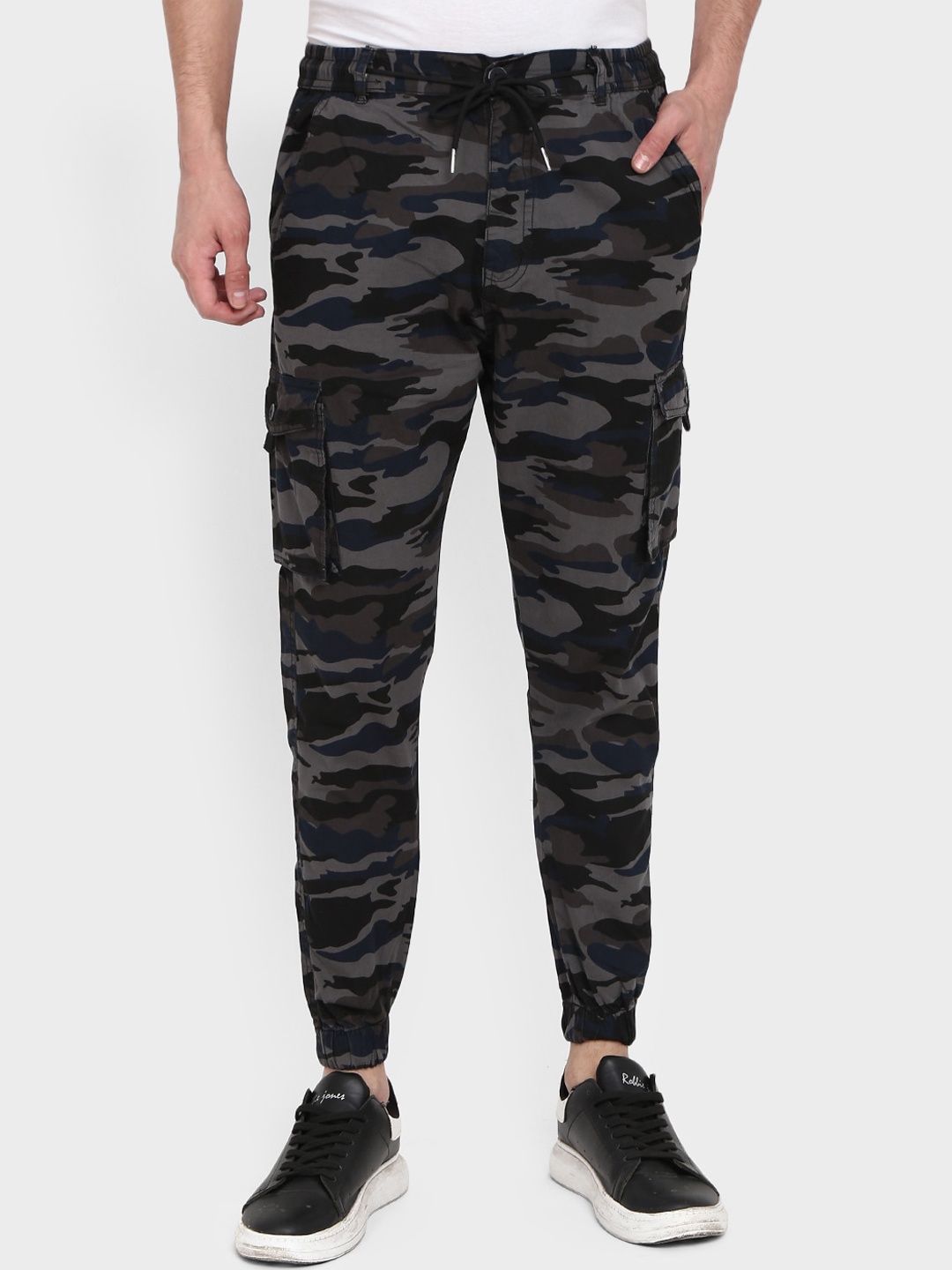 

V-Mart Men Grey & Black Camouflage Printed Joggers