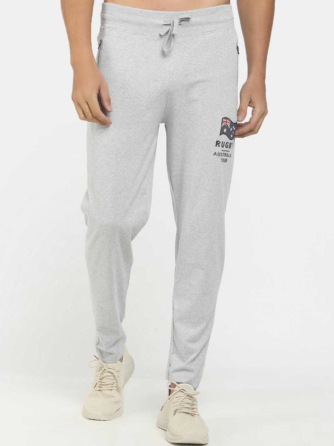 

V-Mart Men Grey Melange Solid Track Pants