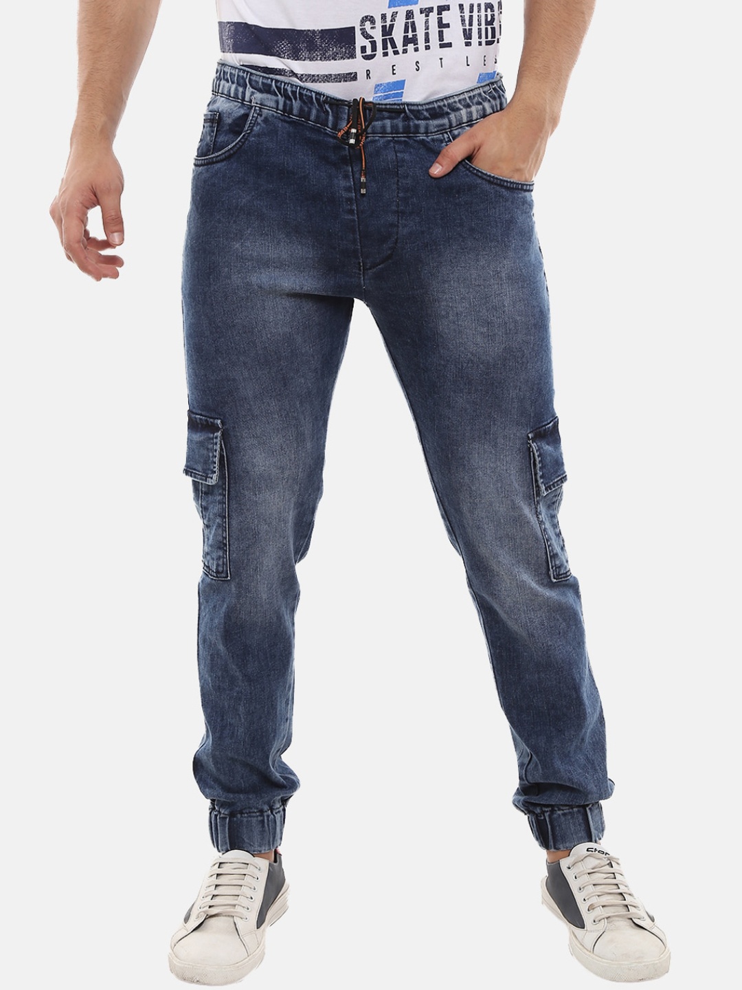 

V-Mart Men Blue Solid Cotton Denim Joggers