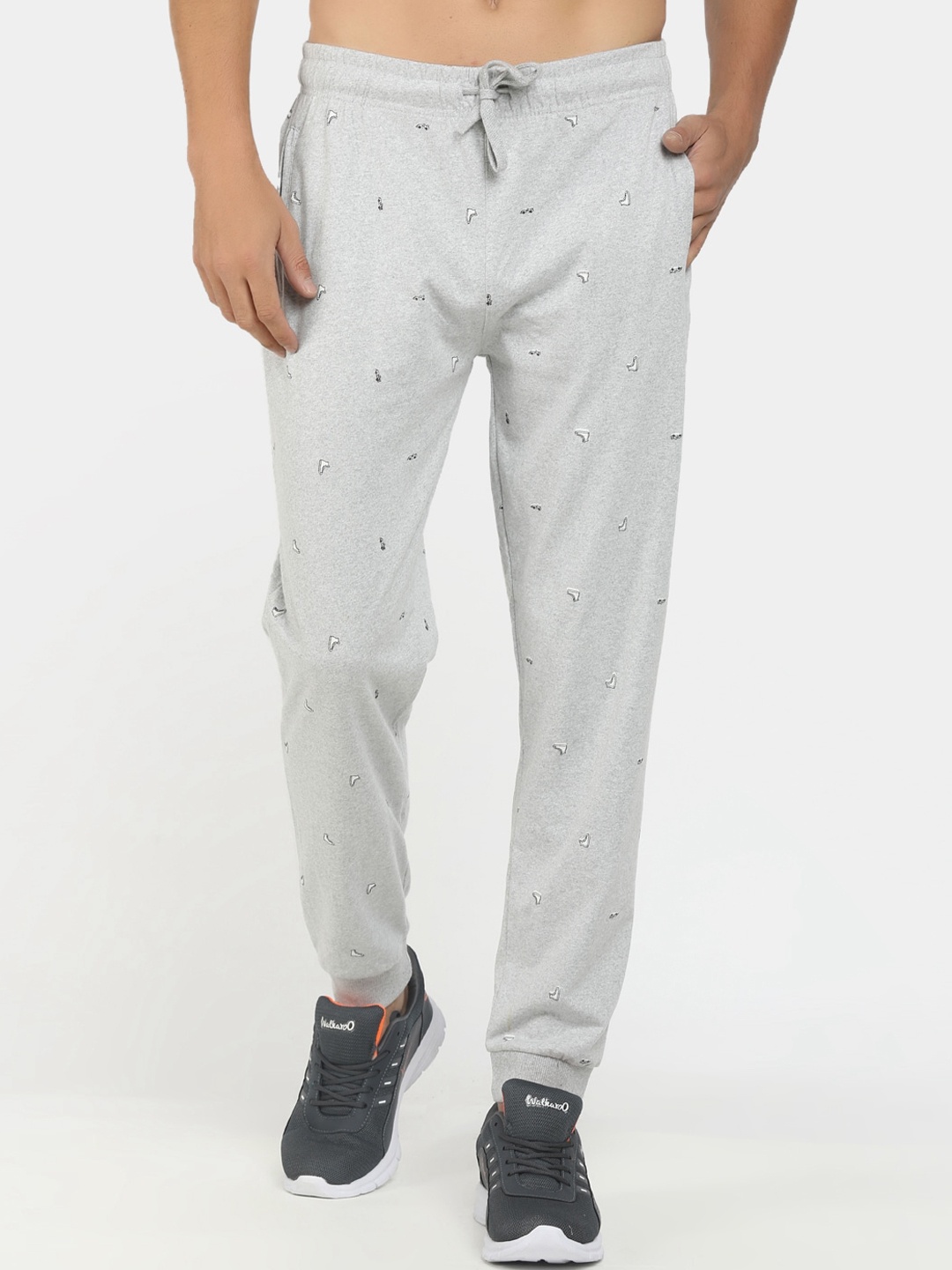 

V-Mart Men Grey Melange Printed Joggers