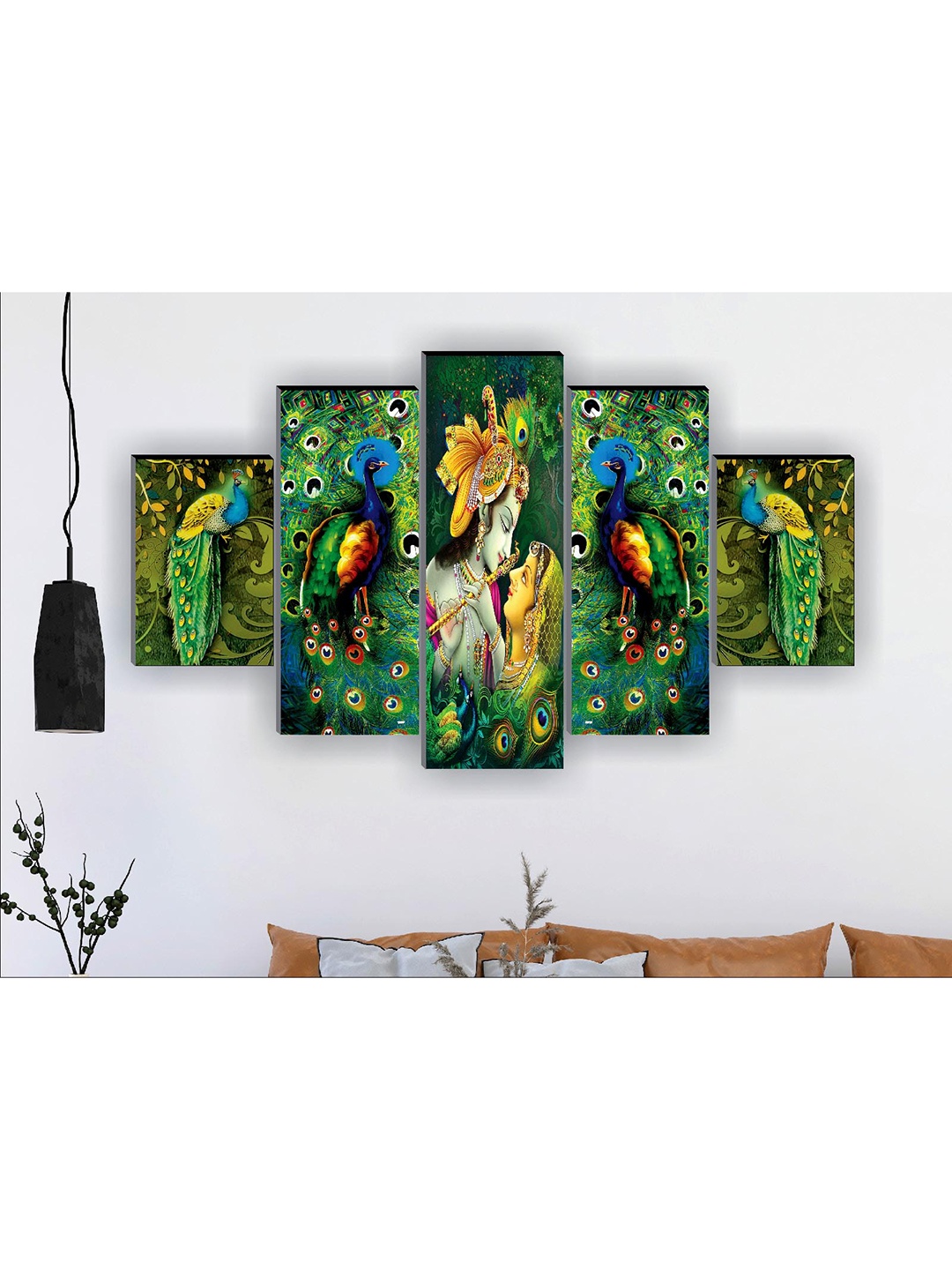 

SAF Set of 5 Multicoloured Radha Krishna Spiritual Wall Decor, Multi