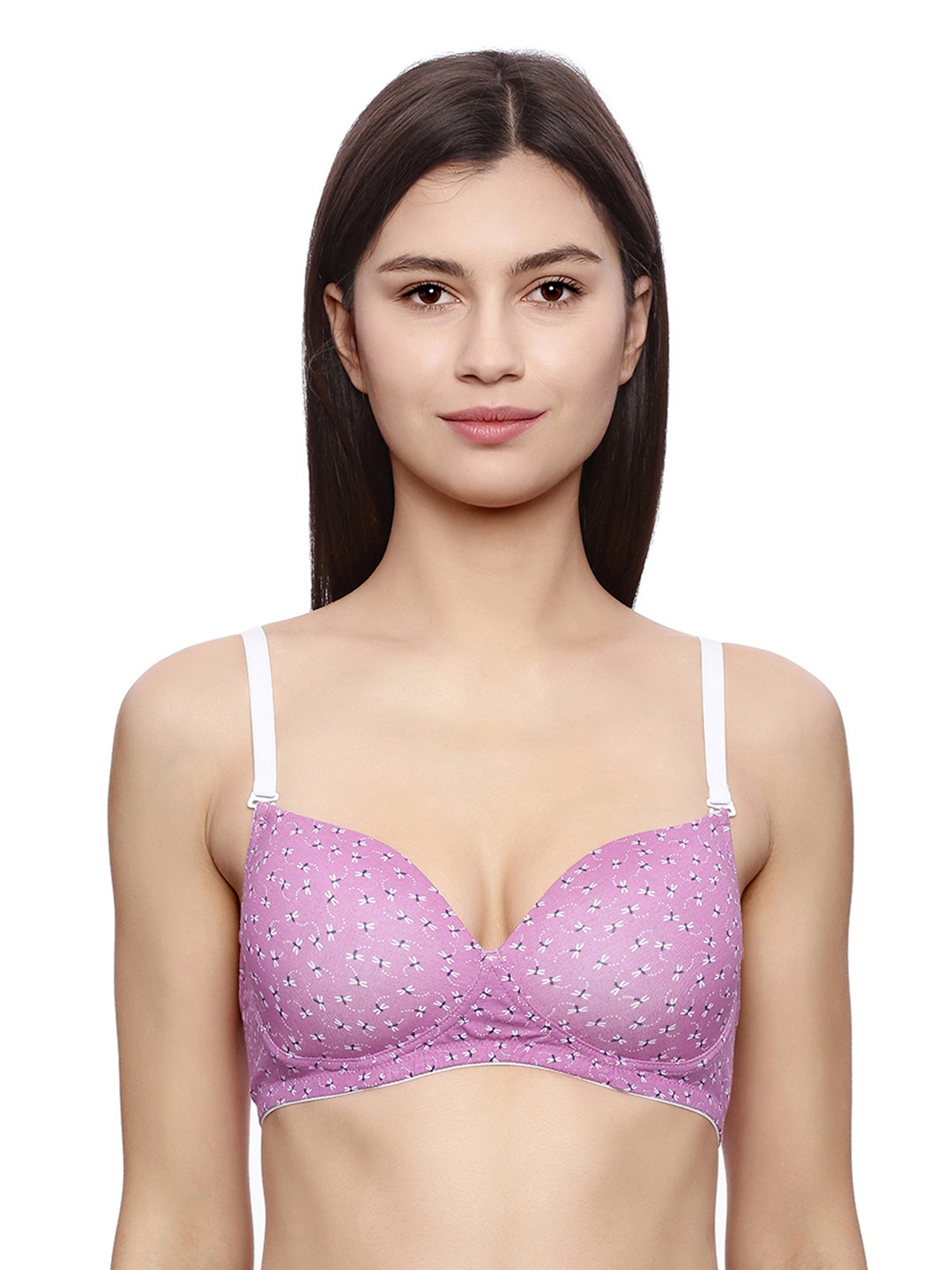 

Rosaline by Zivame Purple Printed Non-Wired Lightly Padded T-shirt Bra RO0MPLB021PDIPI