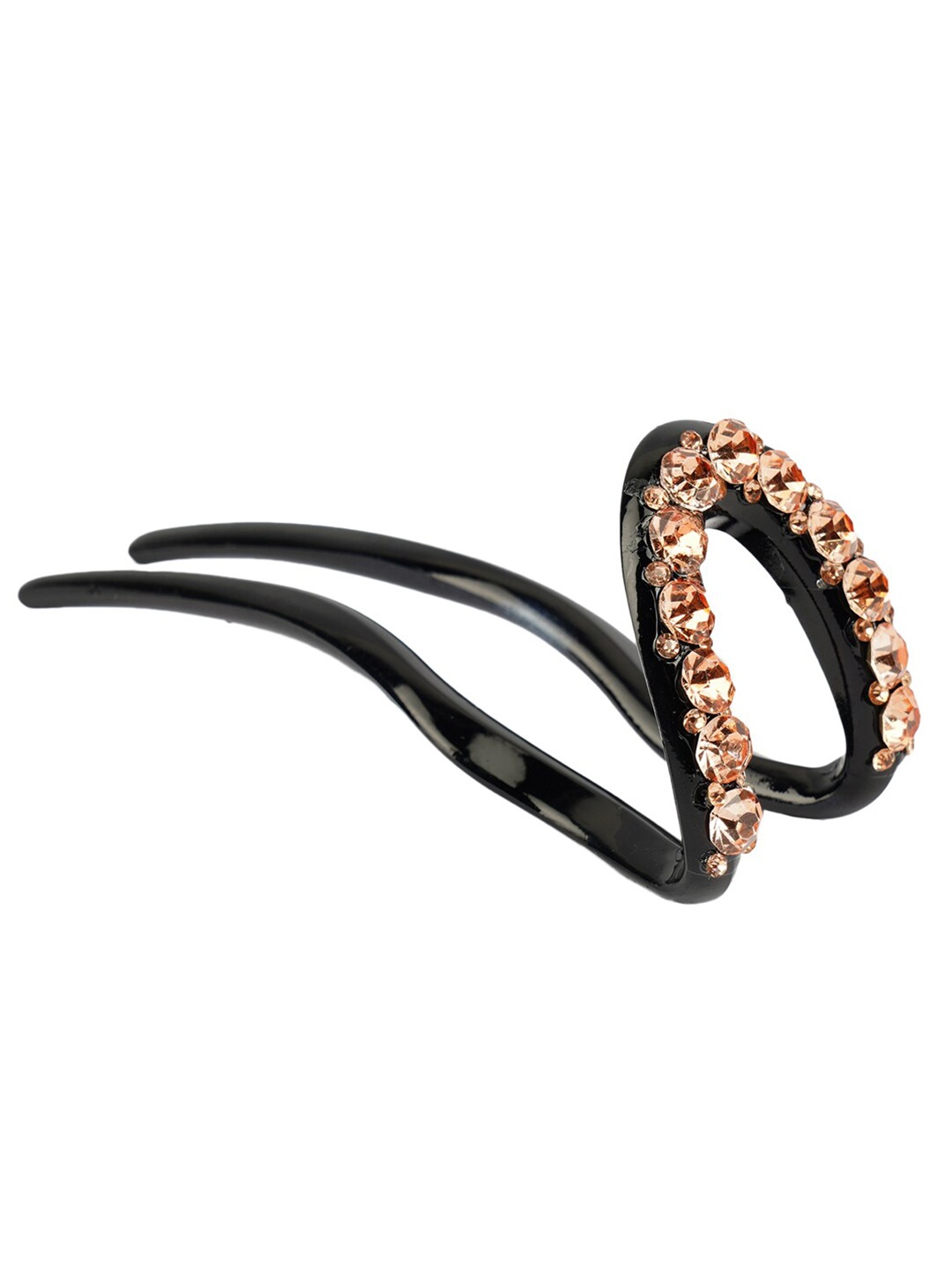 

MIZORRI Women Gold-Toned & Black Embellished Bumpit Hair Pin