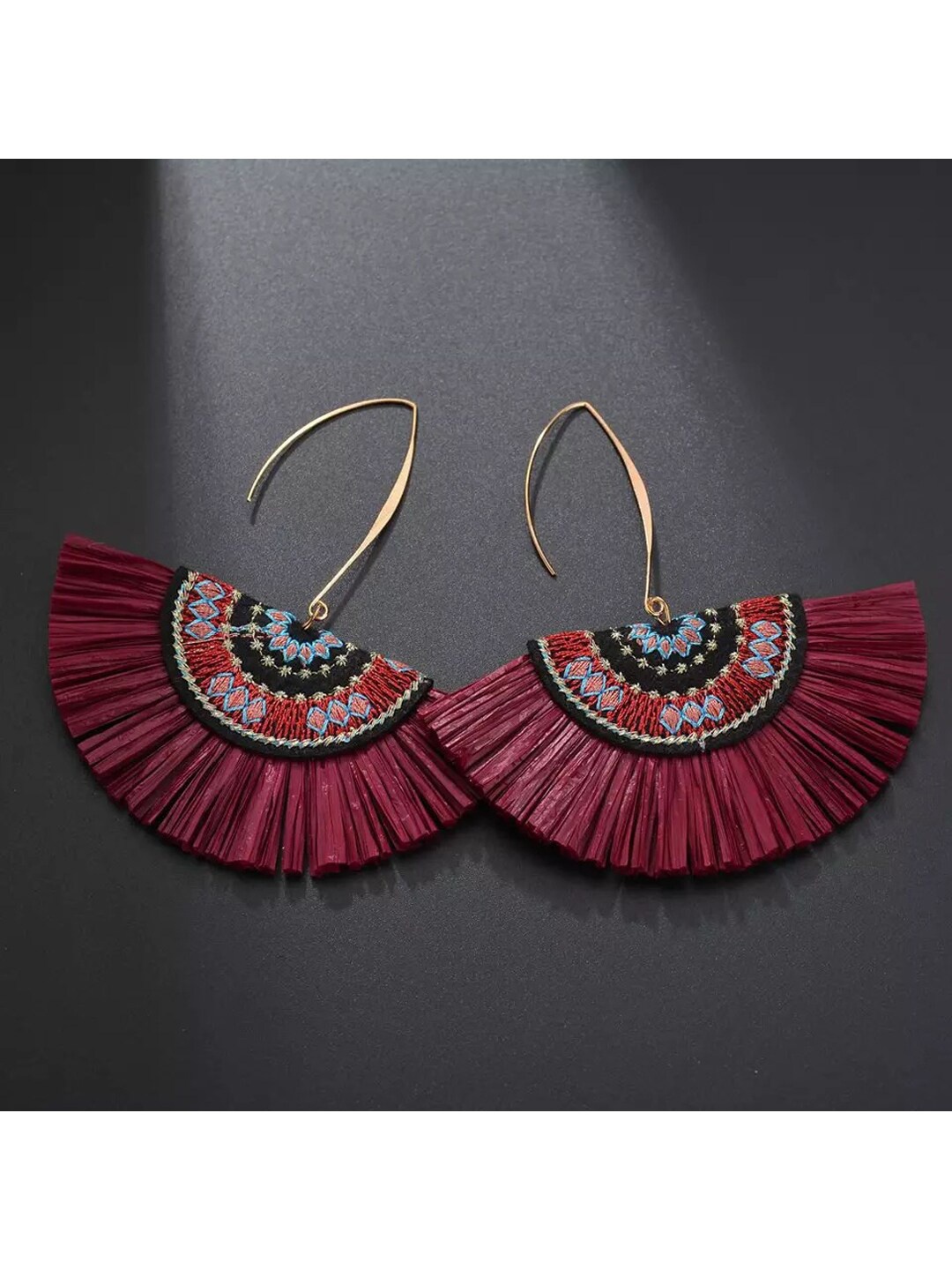 

MIZORRI Red Contemporary Chandbalis Earrings
