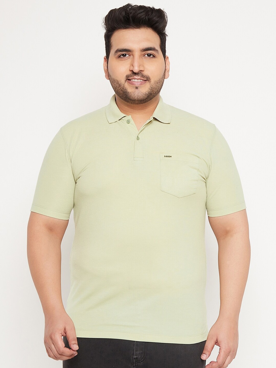 

Adobe Men Green & canary green Polo Collar T-shirt