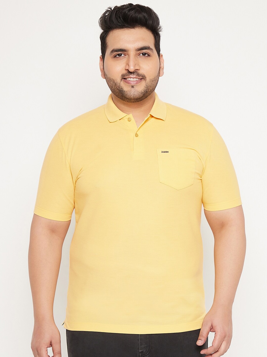 

Adobe Men Yellow & peach yellow Polo Collar T-shirt