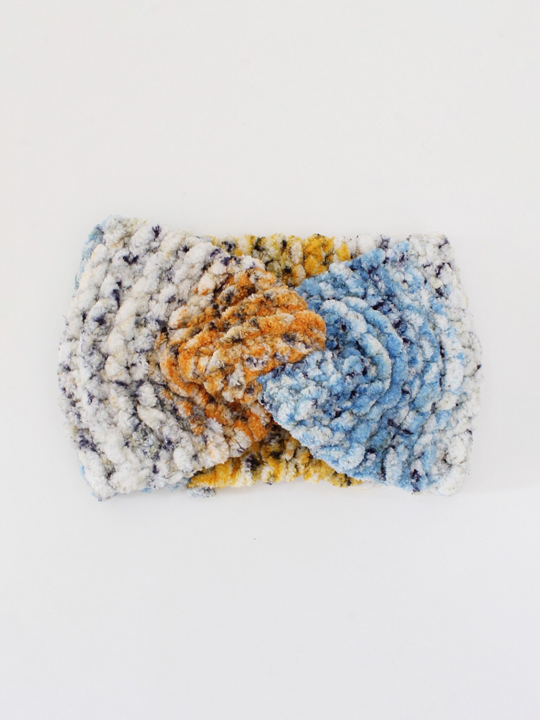 

Woonie Girls Grey & Yellow Colorblocked Twisted Wool Headband