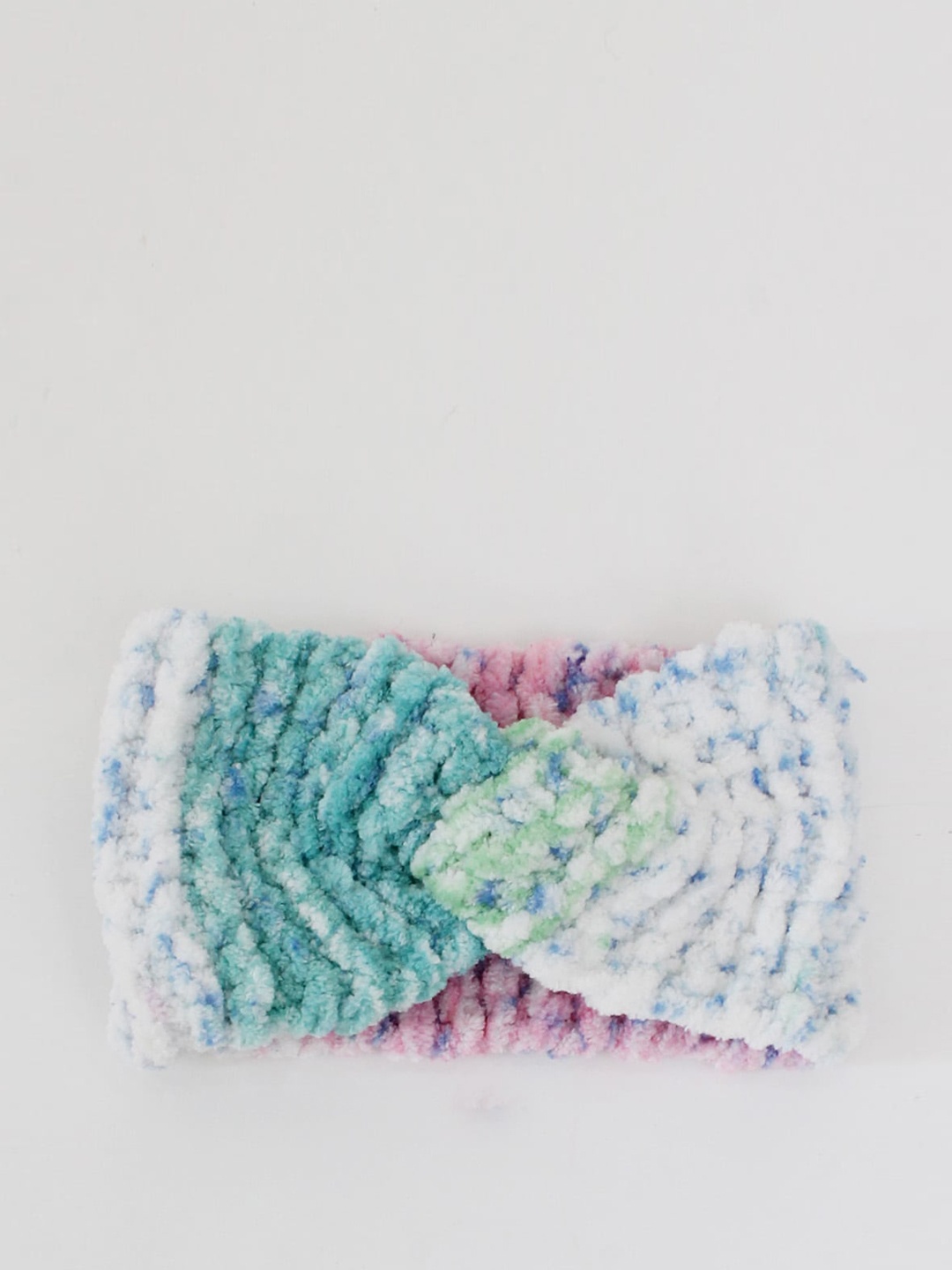 

Woonie Girls Green Colorblocked Twisted Knot Bandana